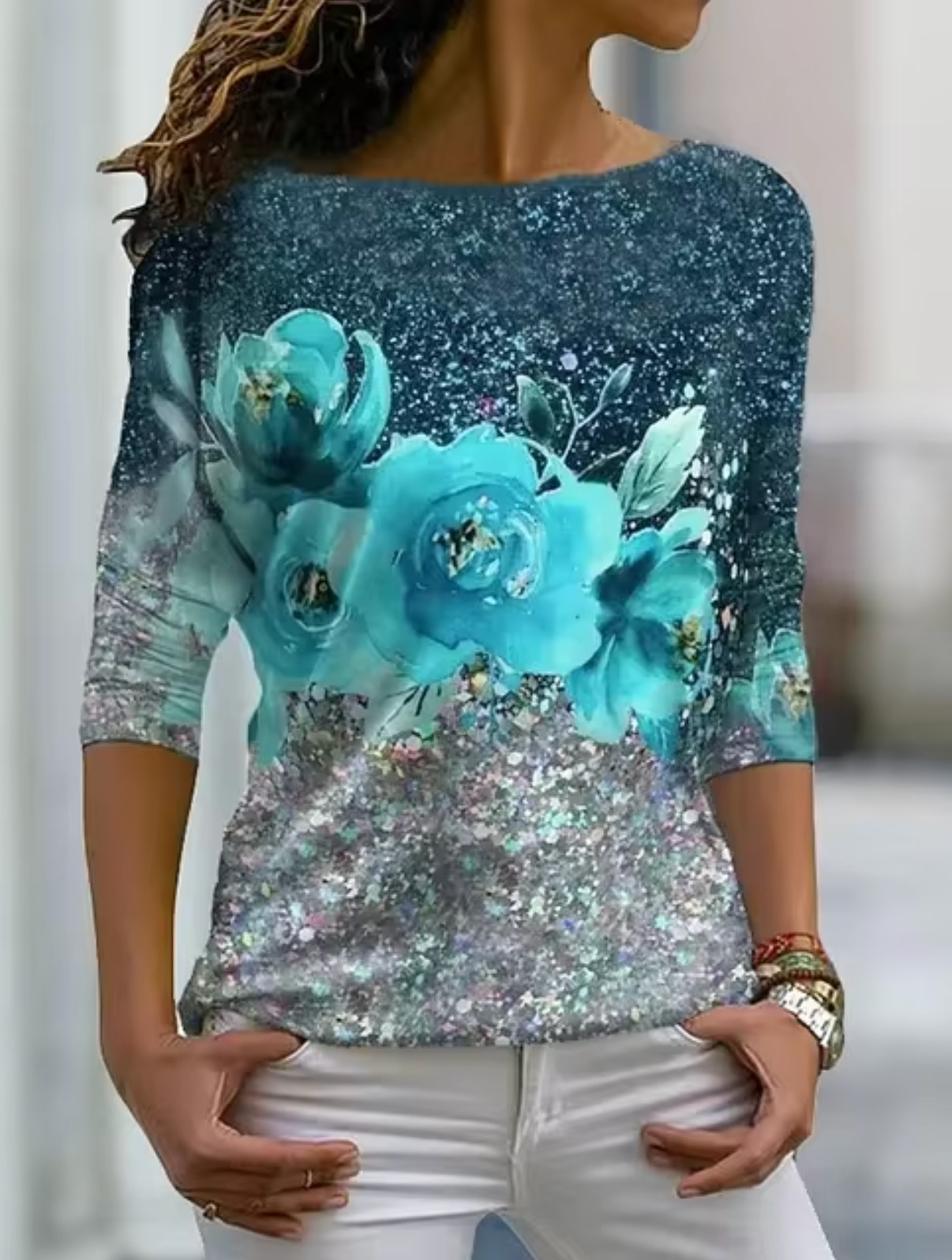 Tisha – Stilvolles Langarm-T-Shirt mit Blumendruck
