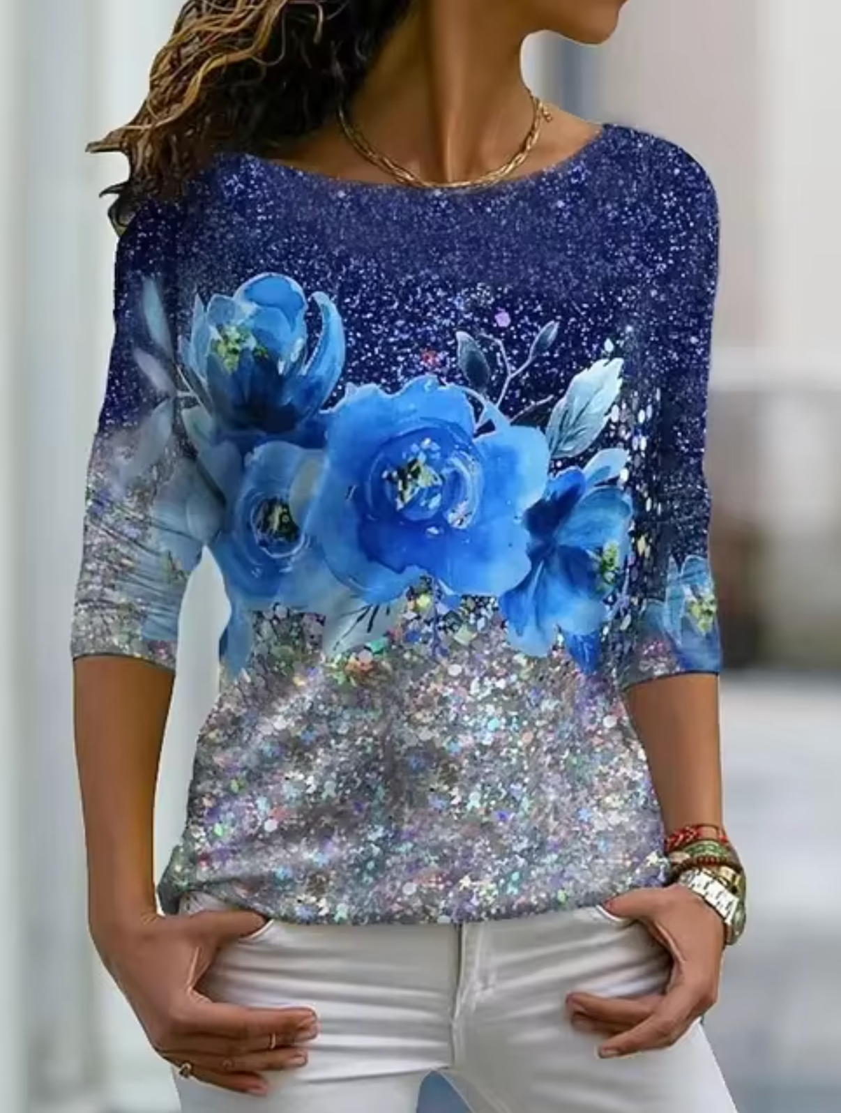 Tisha – Stilvolles Langarm-T-Shirt mit Blumendruck