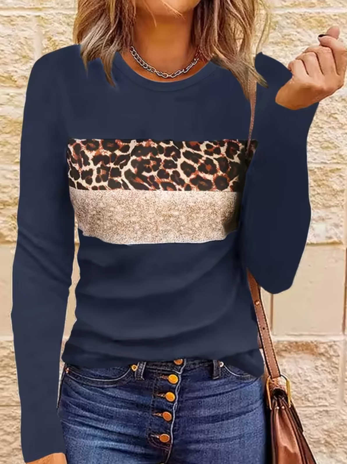 Myline – Langärmliges T-Shirt mit Leopardenmuster