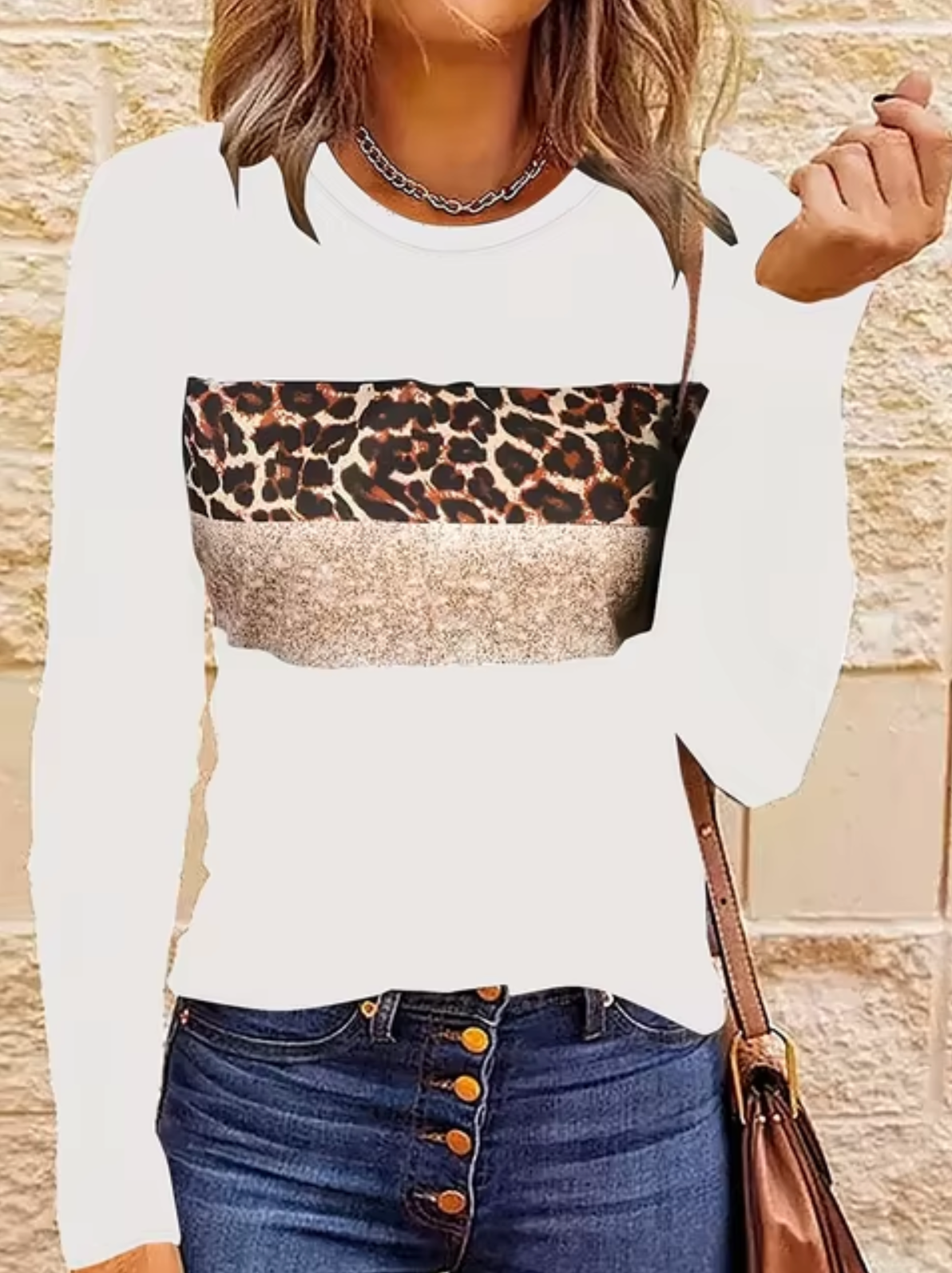 Myline – Langärmliges T-Shirt mit Leopardenmuster