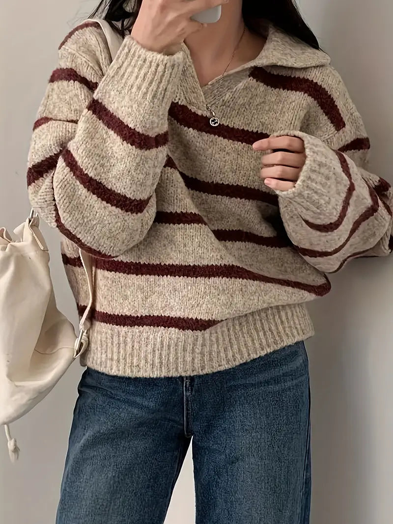 Gillian - Gestrickter Pullover mit V-Ausschnitt