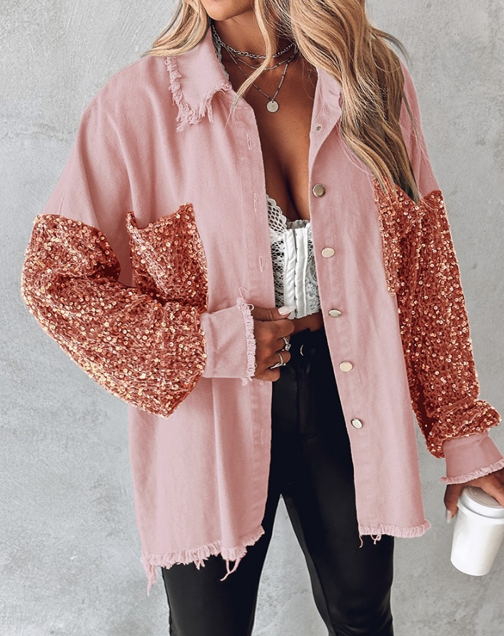 PaillettenJacke – Langärmelige Jacke mit Kontrastpailletten