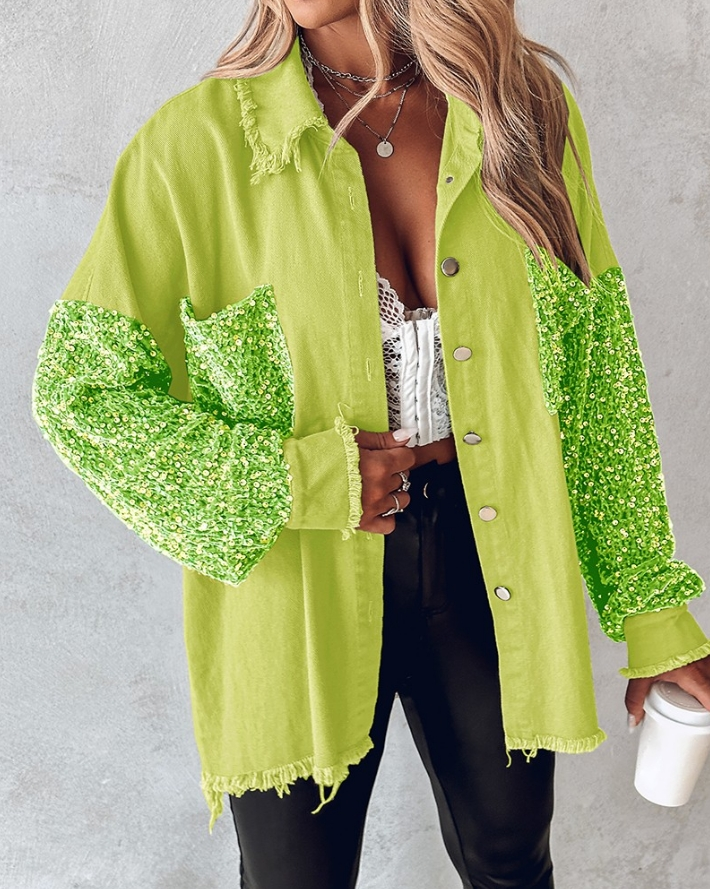 PaillettenJacke – Langärmelige Jacke mit Kontrastpailletten