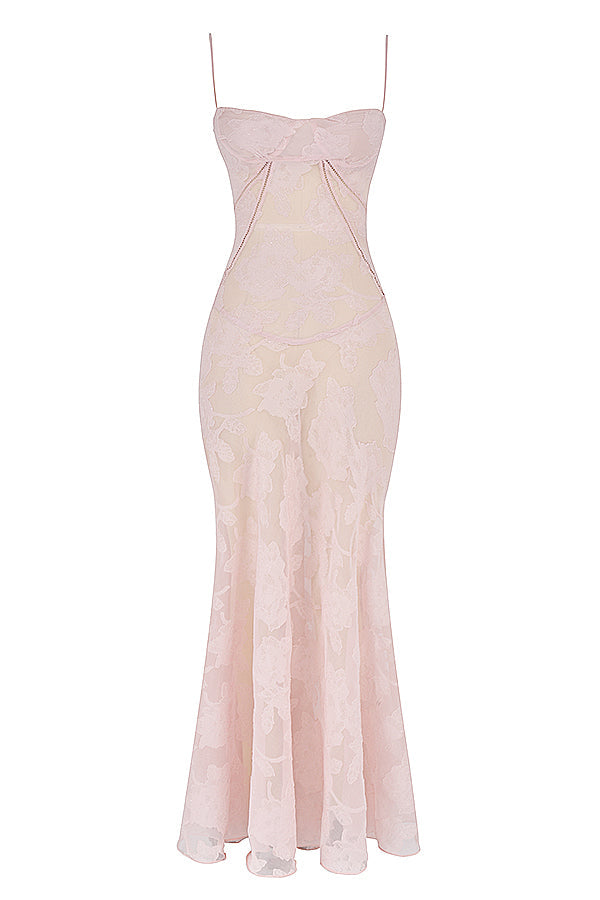 Sabine | Cremefarbenes Vintage Maxikleid