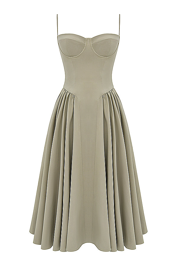 Evelina | Twill Korsett Midi Kleid