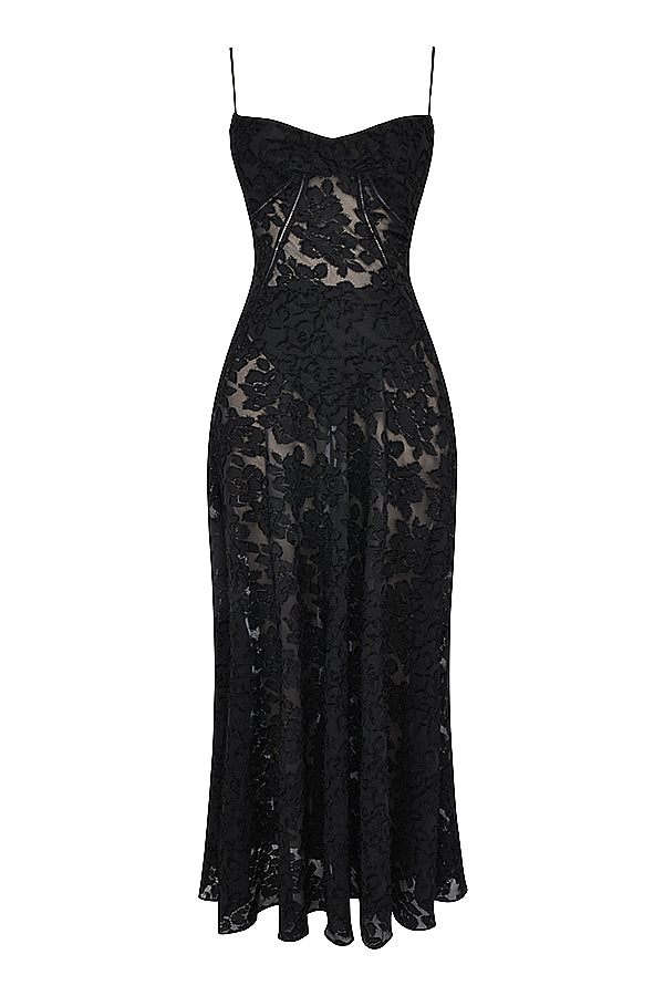 Sabine | Cremefarbenes Vintage Maxikleid