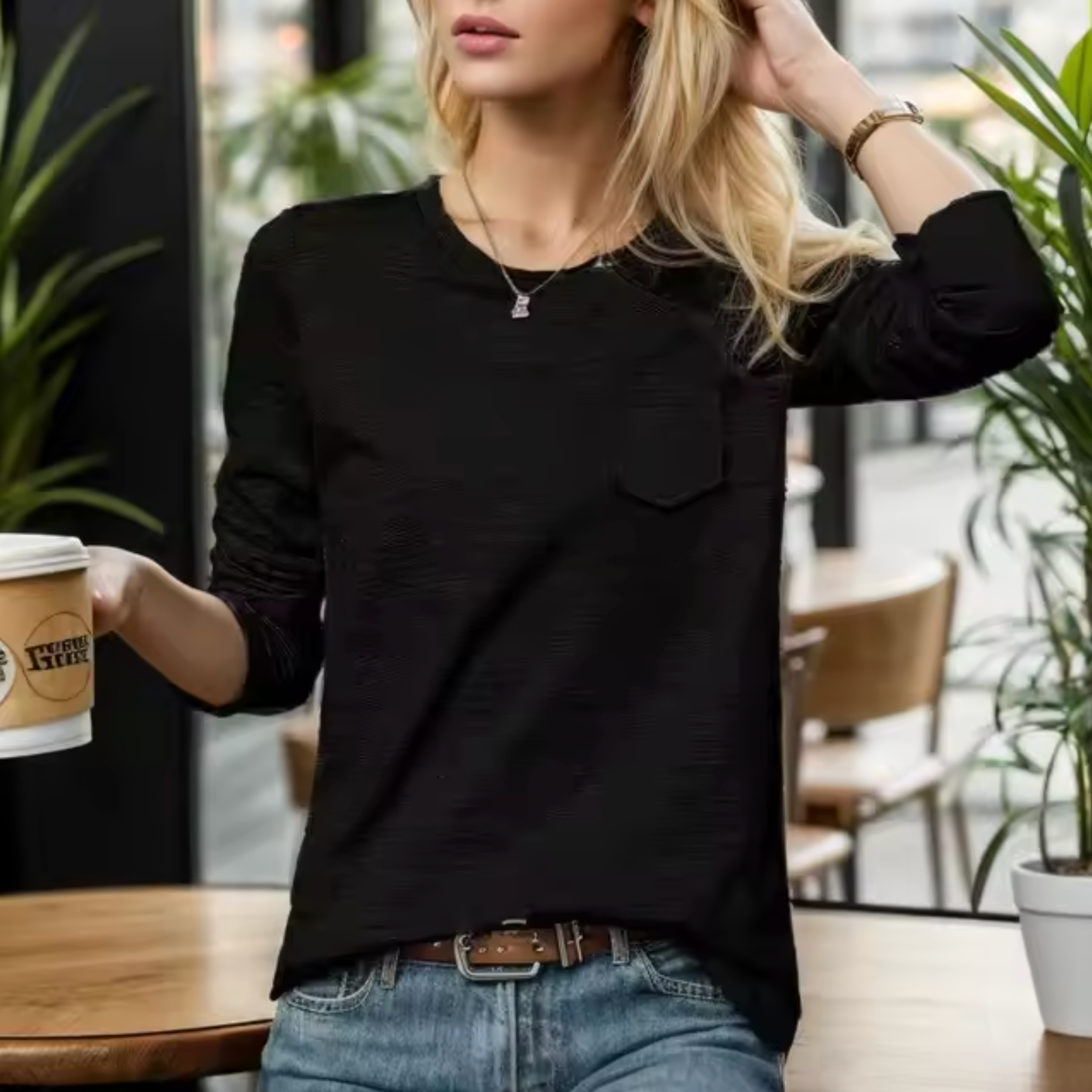 Jacinta – Langarm-T-Shirt aus Baumwolle
