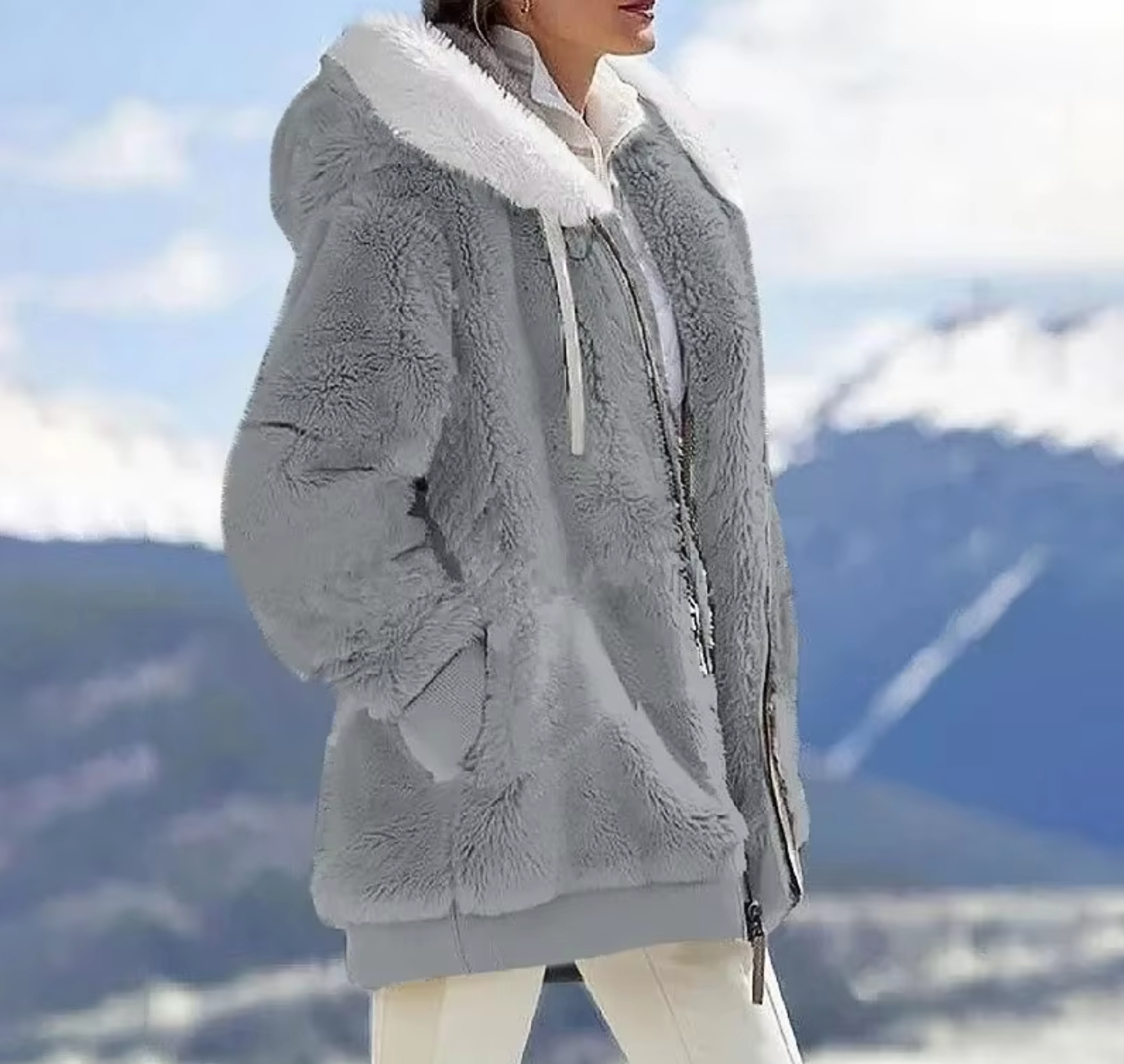 Monia – Kaschmir-Fleecejacke mit Kapuze
