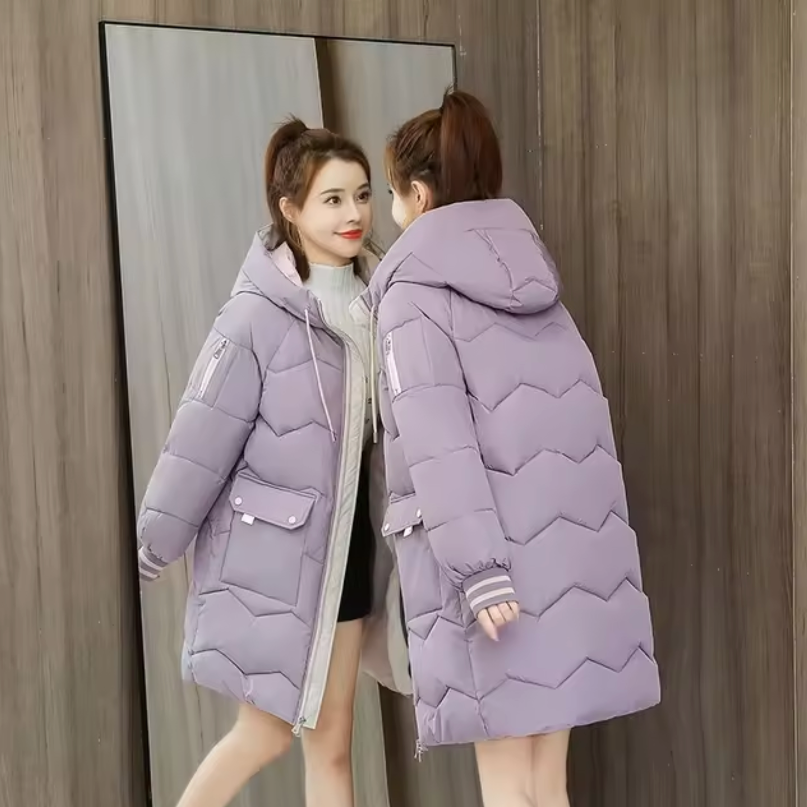 Erin – Langer Parka-Baumwollmantel