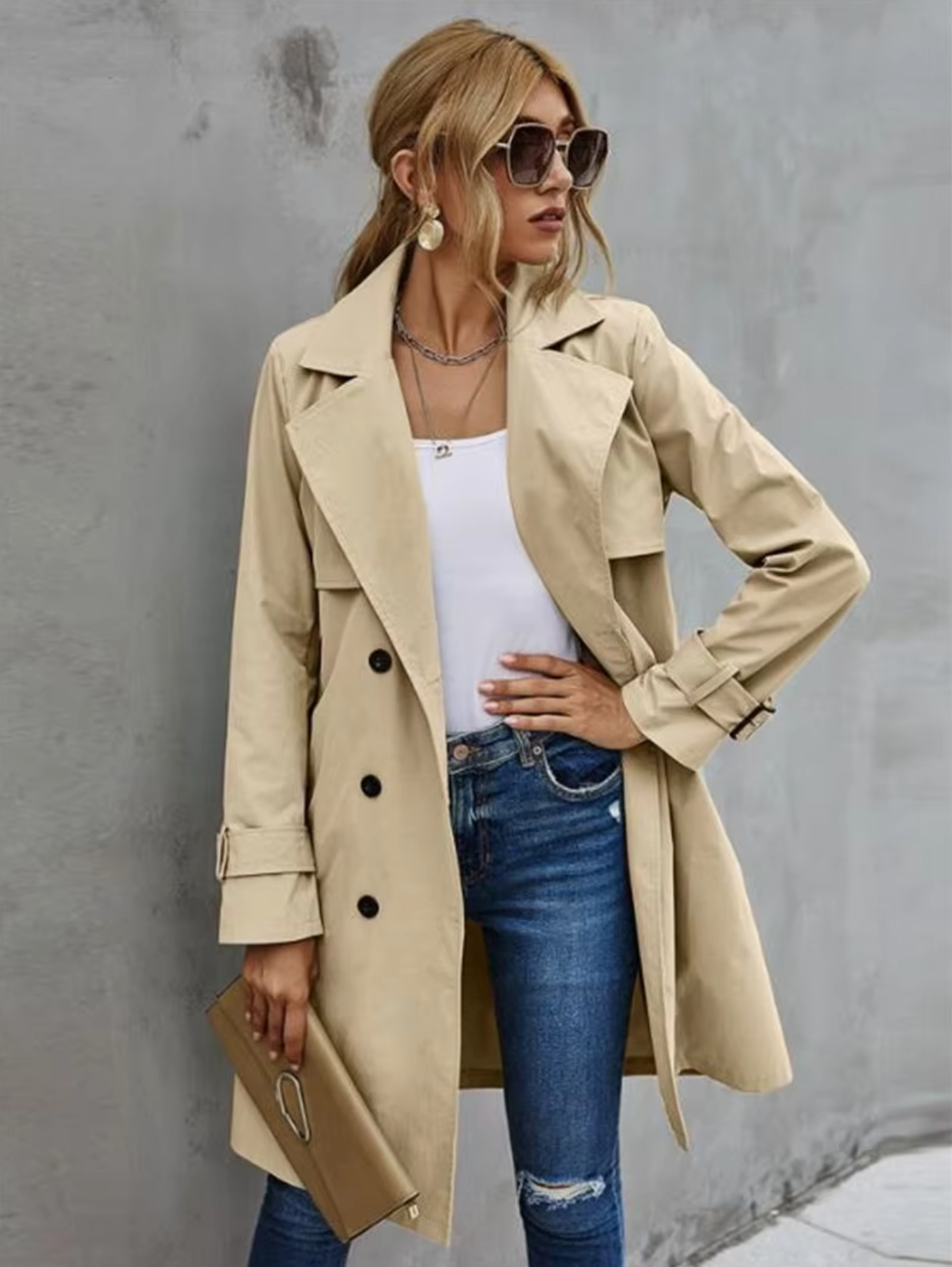 Mathilda – Langärmliger Lässiger Trenchcoat