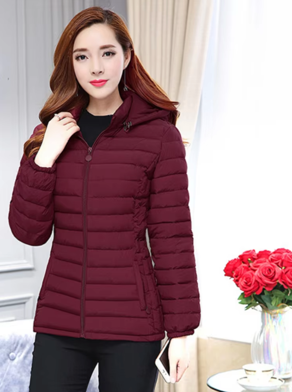 Andrea – Gefütterte Jacke mit abnehmbarer Kapuze