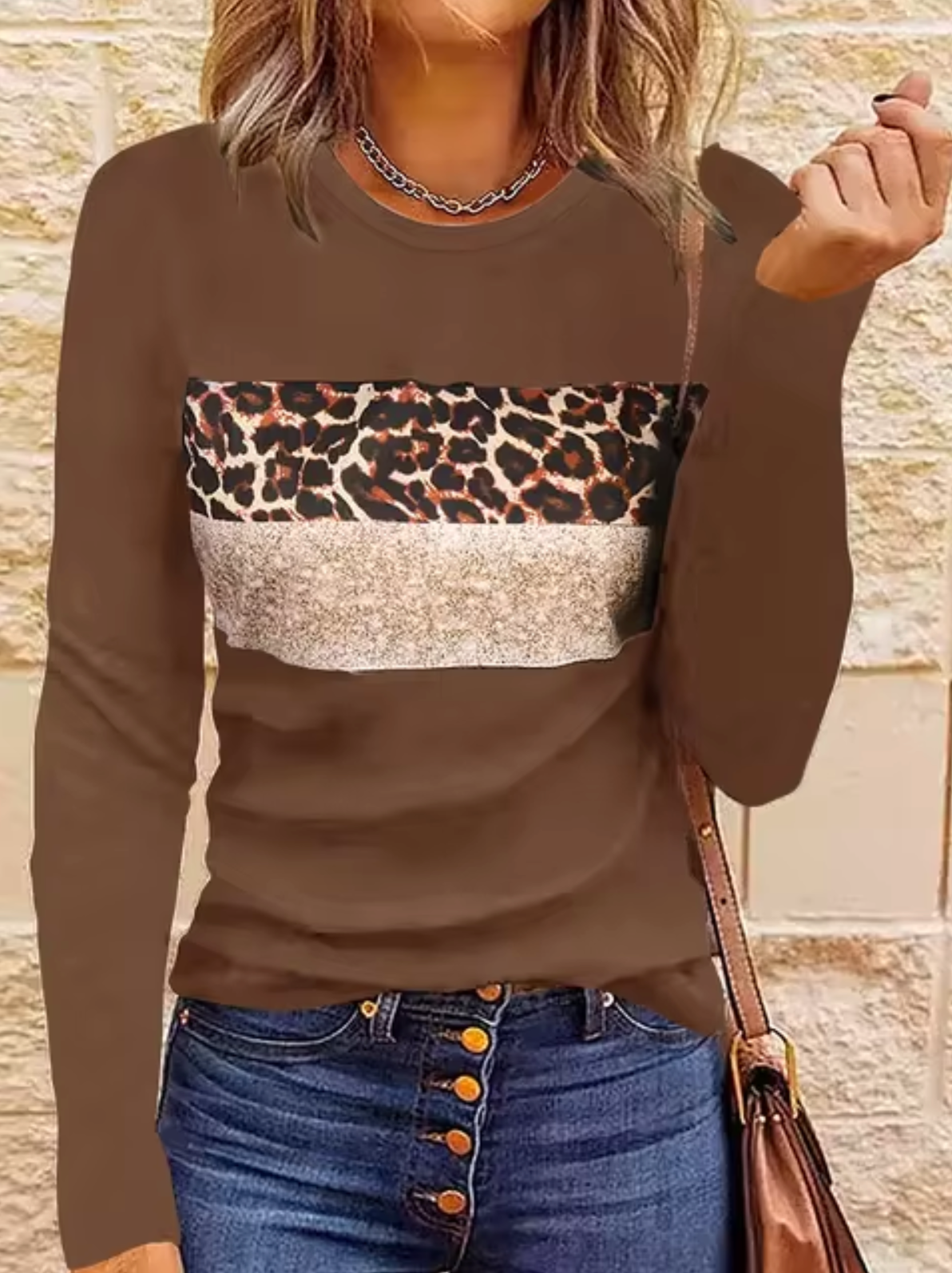 Myline – Langärmliges T-Shirt mit Leopardenmuster