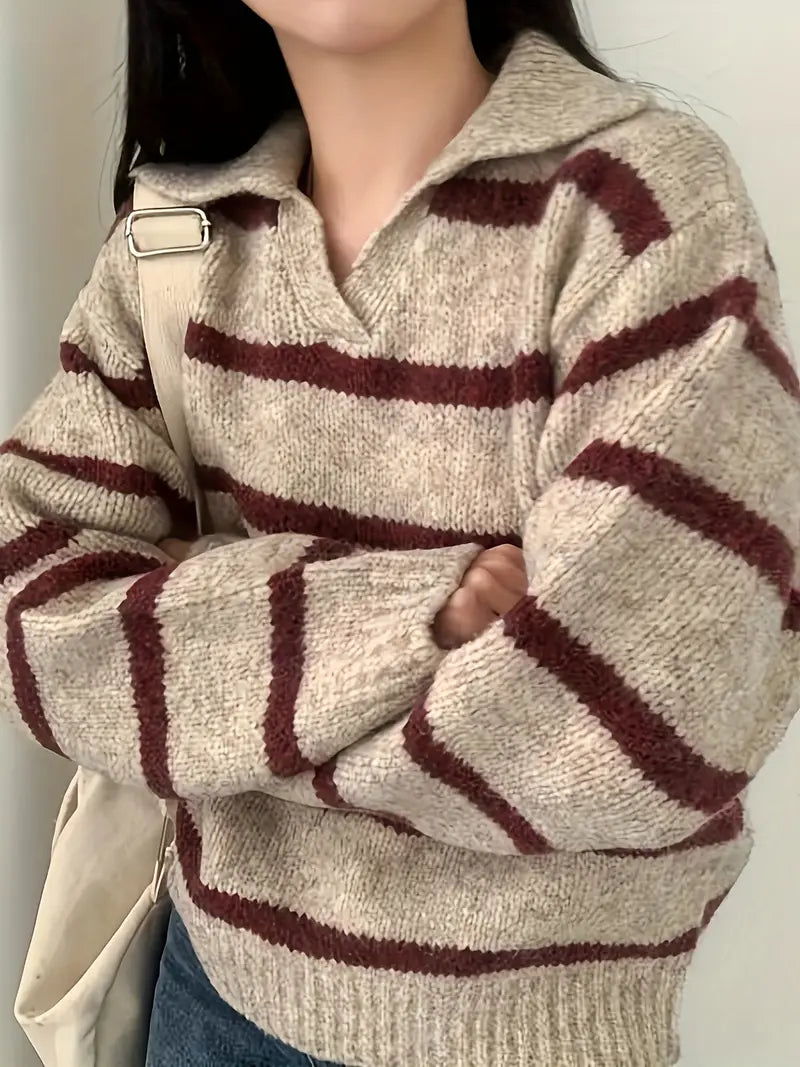Gillian - Gestrickter Pullover mit V-Ausschnitt
