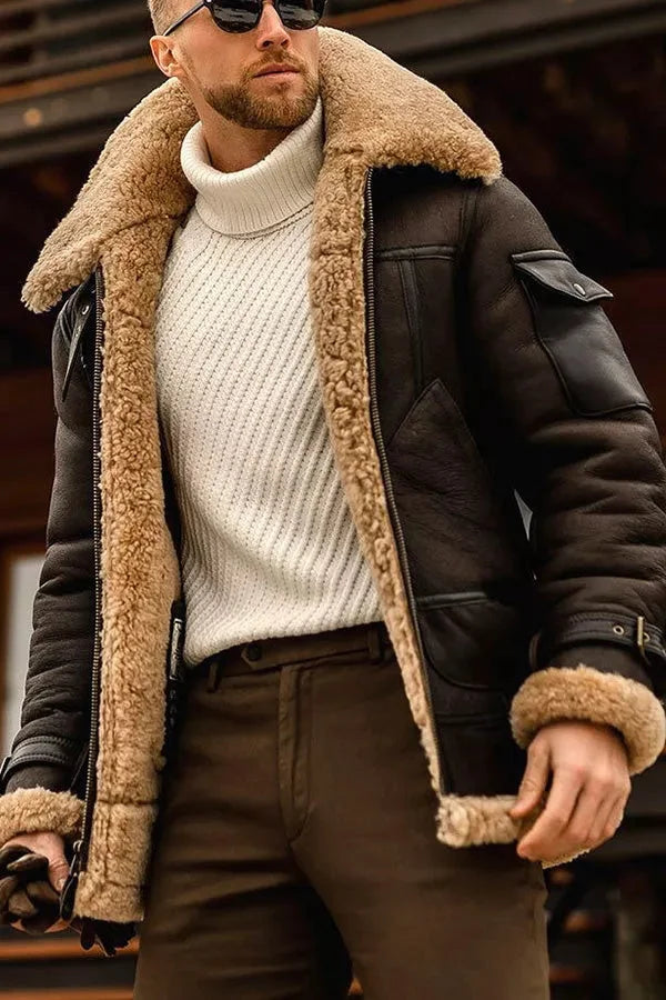 Elegante camelfarbene Lederjacke für Herren - Trendiger und gestohlener Stil