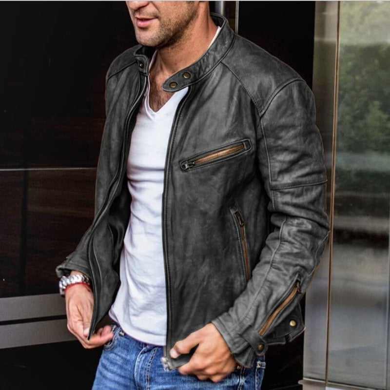 StormGuard – Stylische Herren-Lederjacke mit wetterfester Verarbeitung