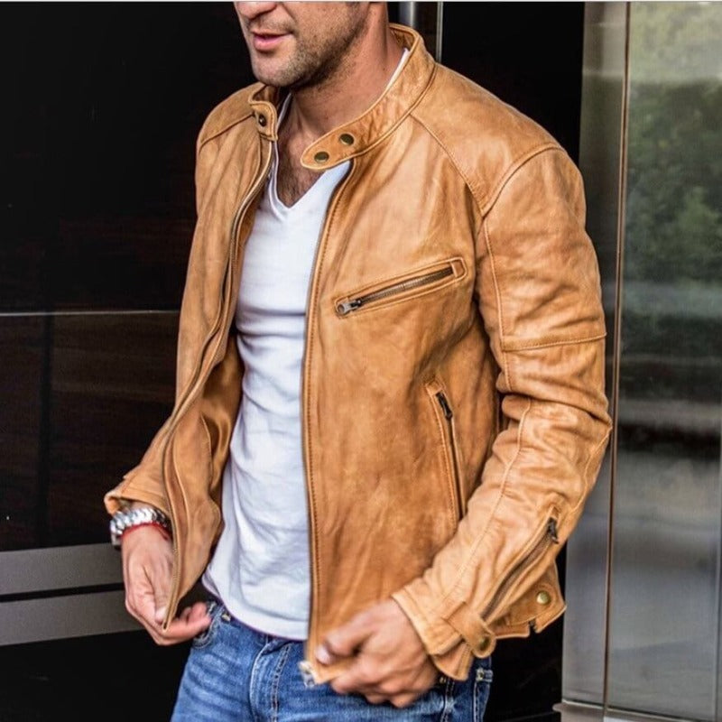StormGuard – Stylische Herren-Lederjacke mit wetterfester Verarbeitung