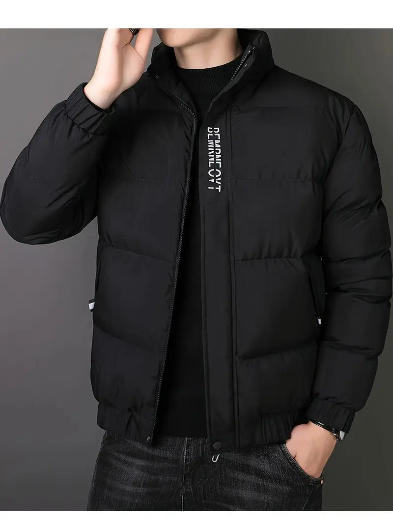 Klassische Herren-Fleecejacke, 100% Polyester, mit bequemem Stehkragen