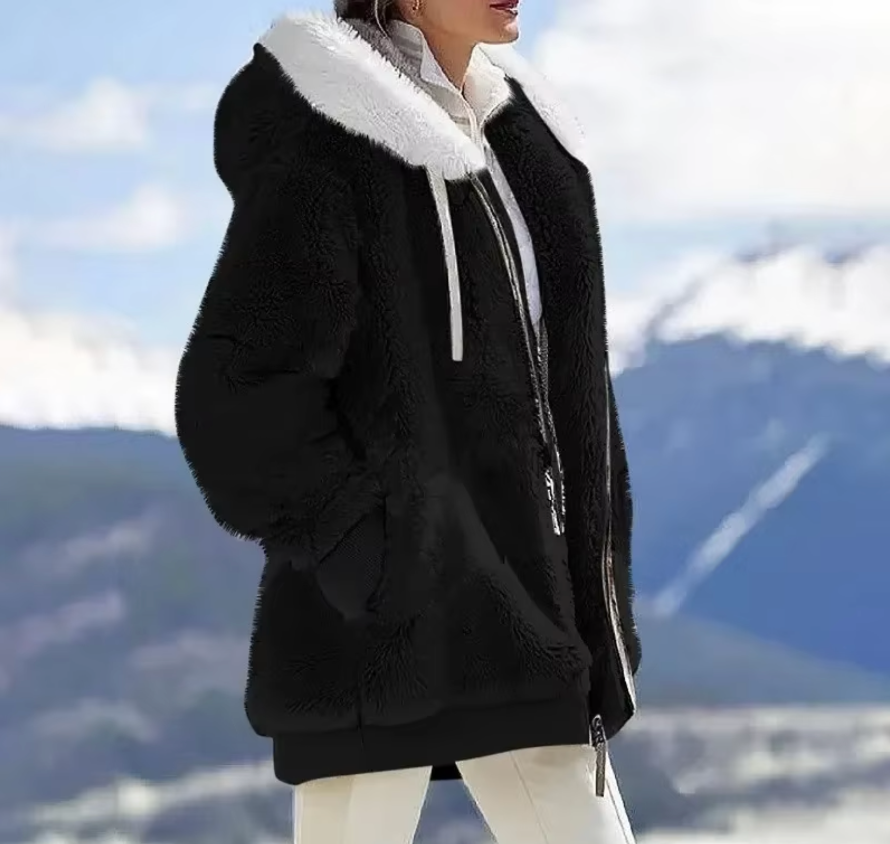 Monia – Kaschmir-Fleecejacke mit Kapuze