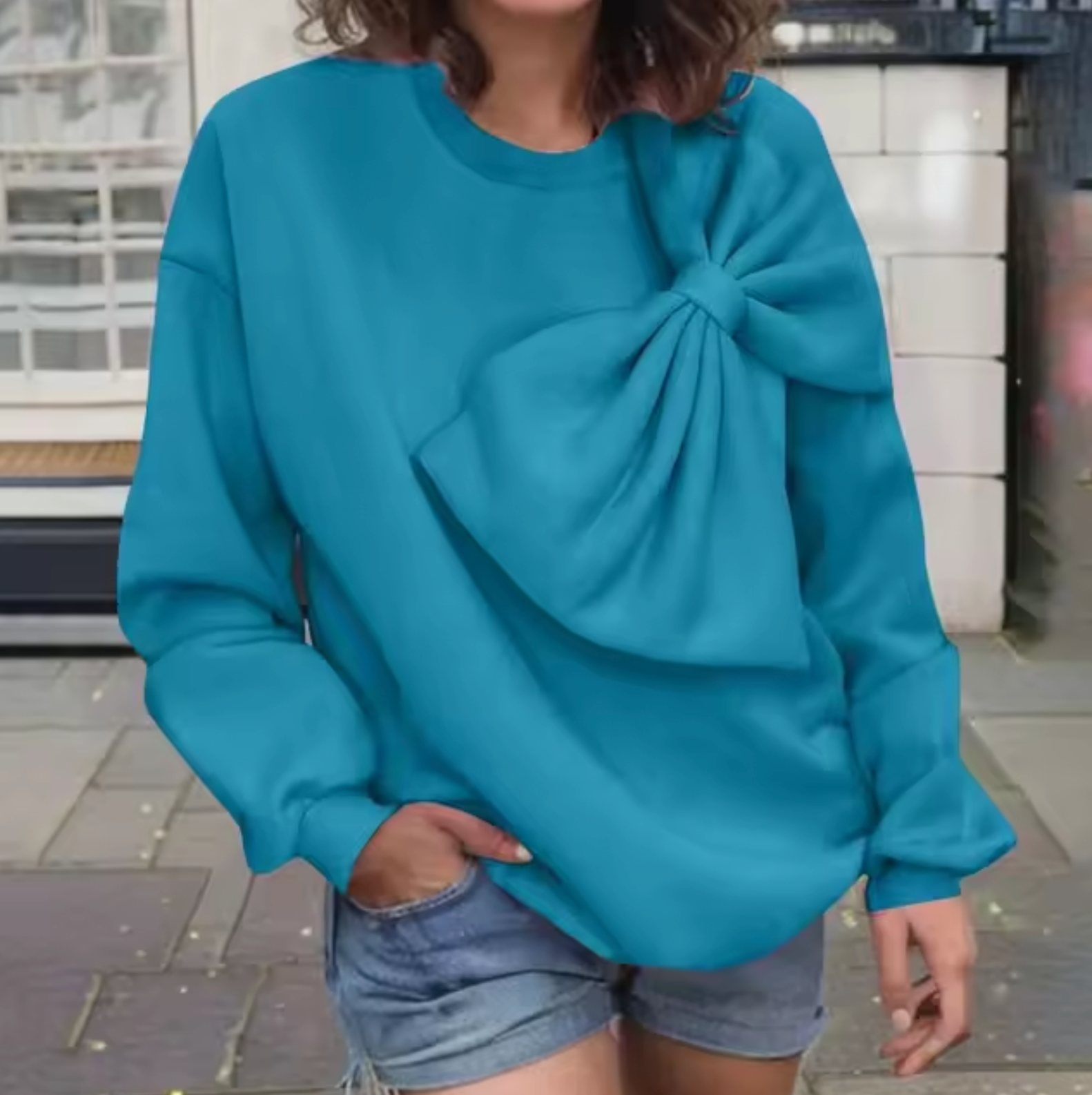 Ofelia – Übergroßes Sweatshirt aus Baumwolle mit Schleife