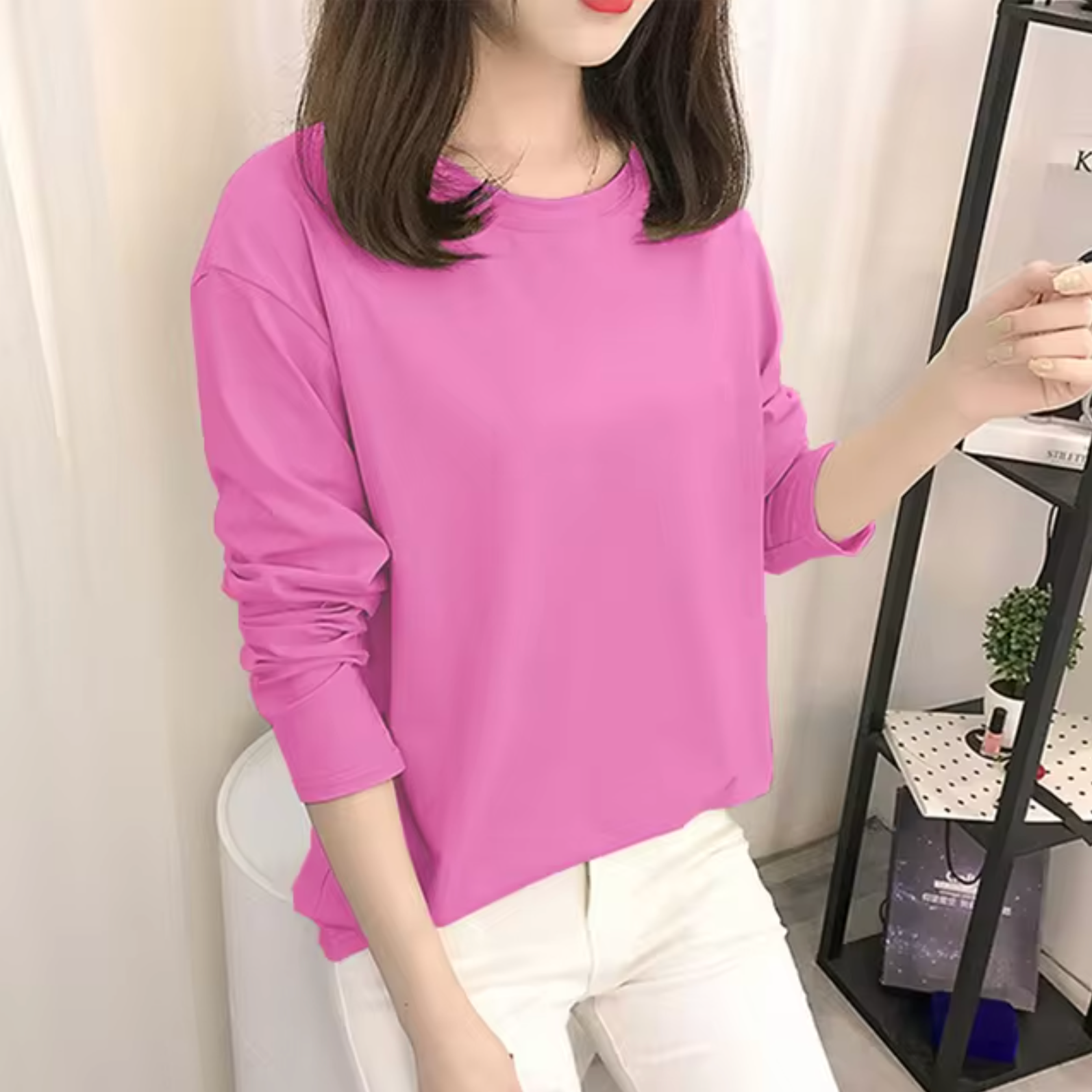 Izabel – Langarmshirt aus Baumwolle mit Rundhalsausschnitt