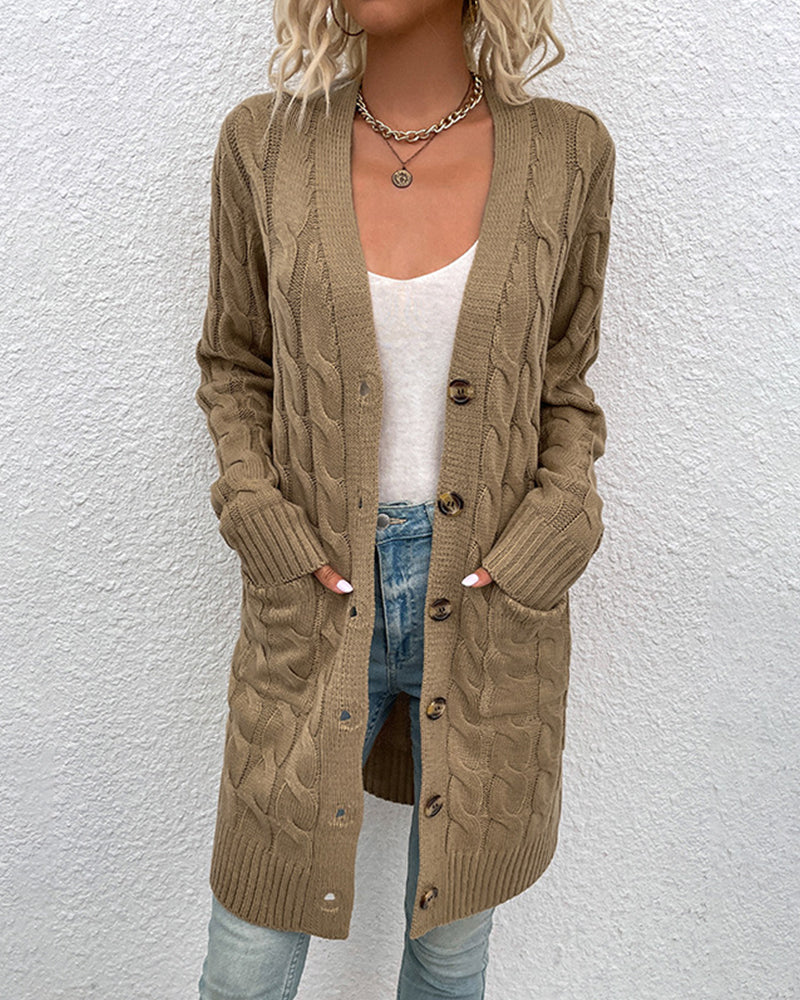 Anna - Langärmelige Strickjacke in einer unifarbenen Farbe