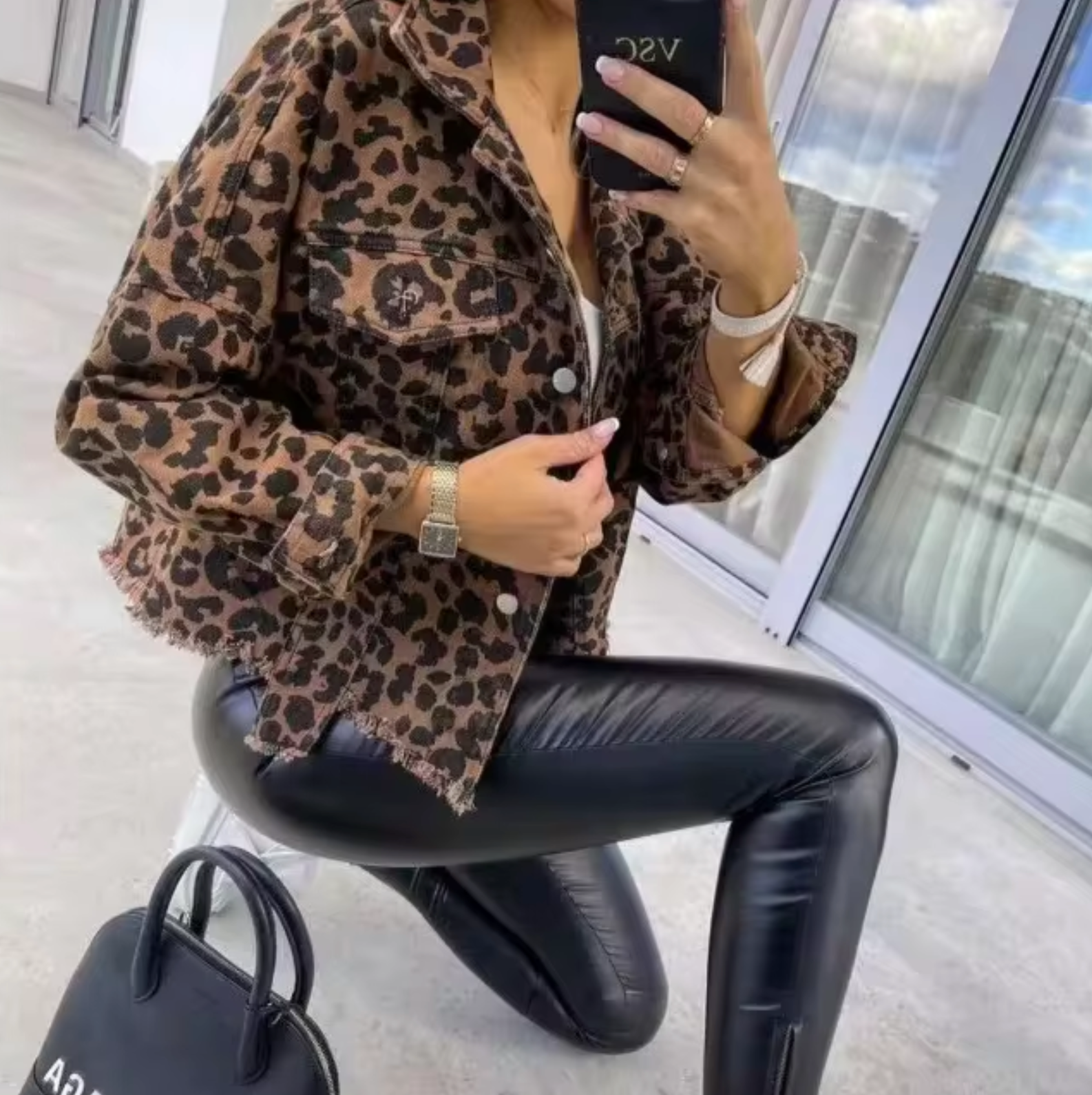 Shaira – Jeansmantel mit Leopardenmuster