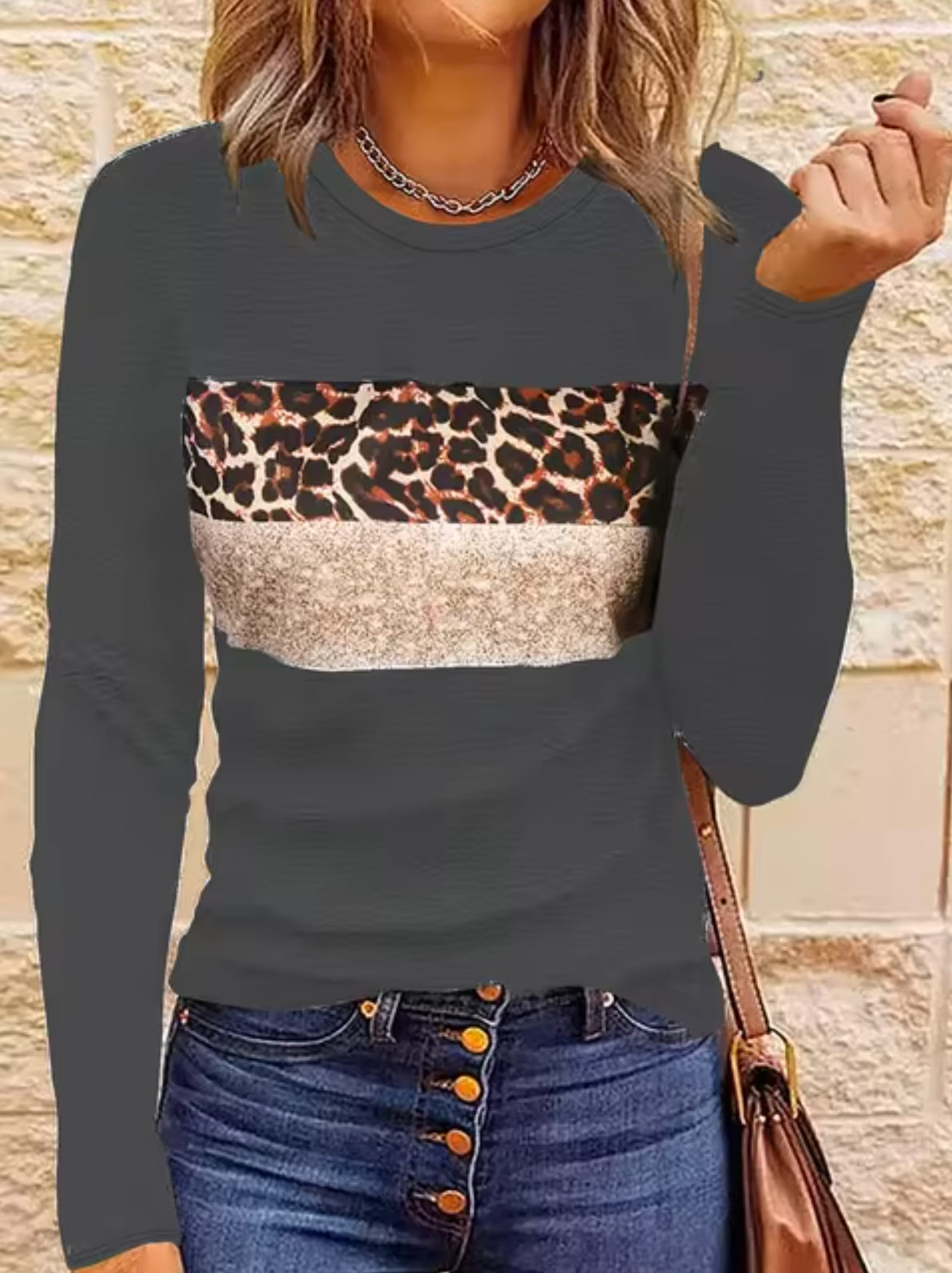 Myline – Langärmliges T-Shirt mit Leopardenmuster