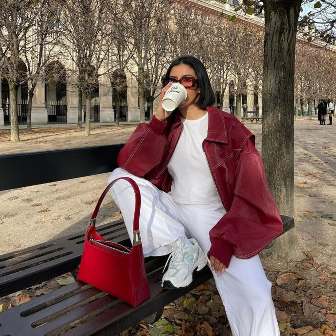 Faye - Trendige und elegante Oversize-Lederjacke