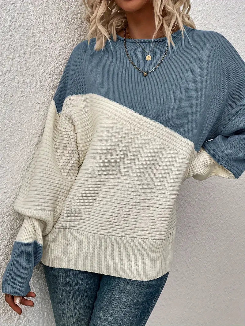 Crezia - Gestrickter Pullover im Farbblockdesign