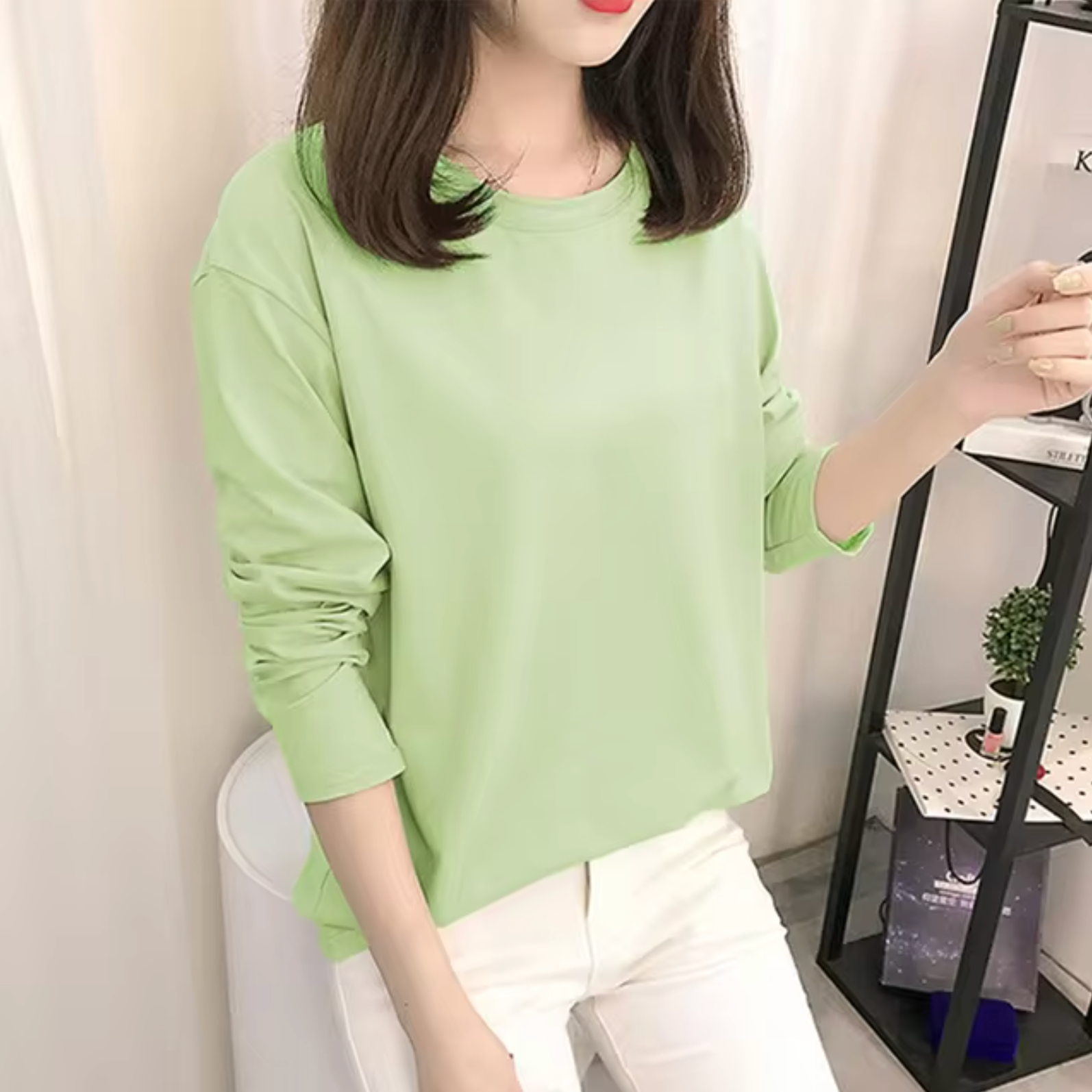 Izabel – Langarmshirt aus Baumwolle mit Rundhalsausschnitt