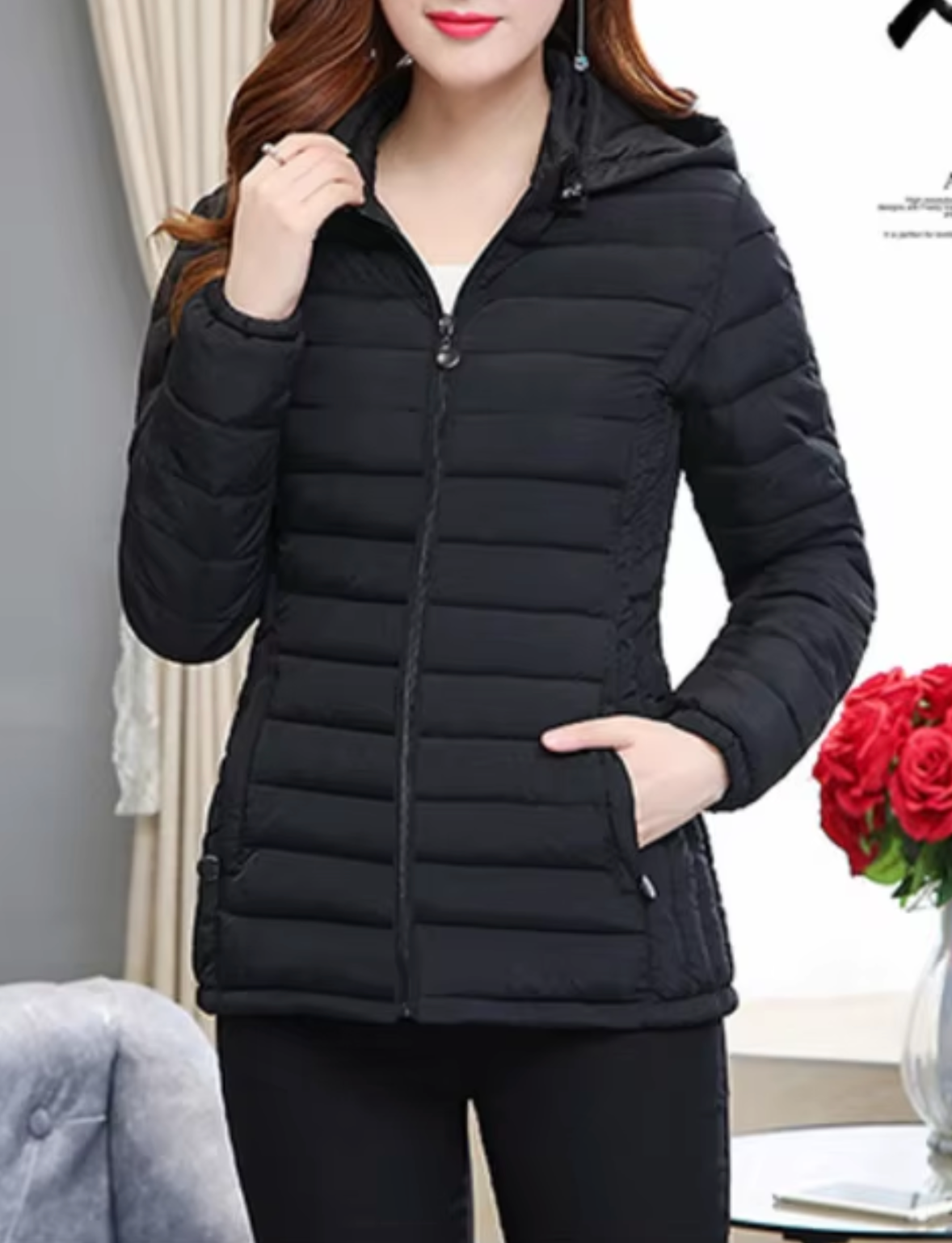 Andrea – Gefütterte Jacke mit abnehmbarer Kapuze