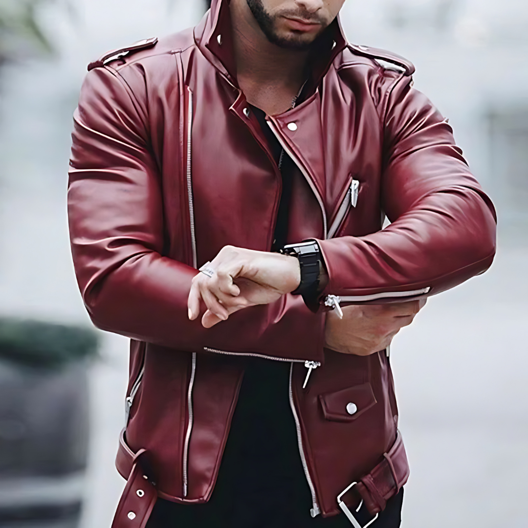 Jelle - Schlanke Lederjacke Mantel
