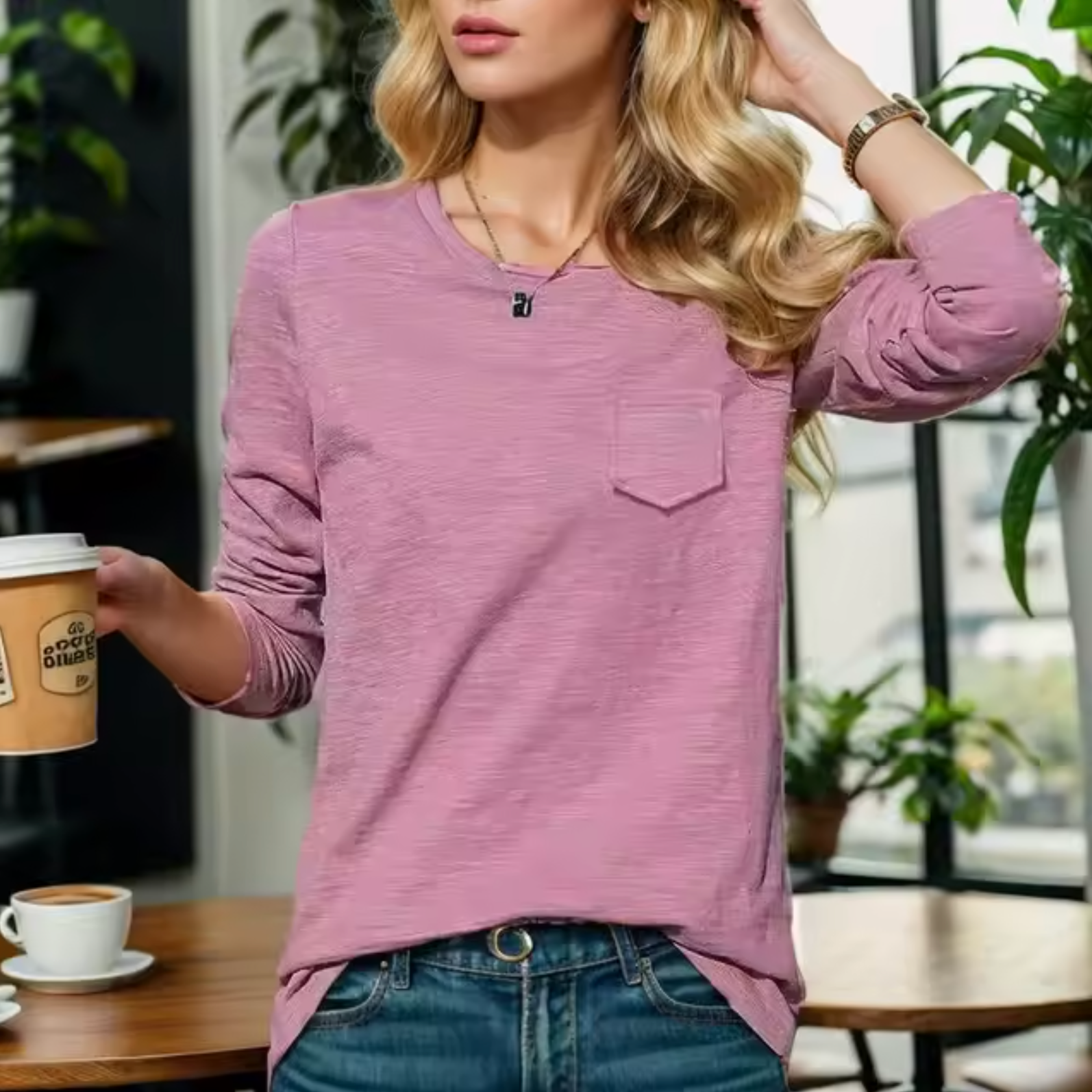 Jacinta – Langarm-T-Shirt aus Baumwolle