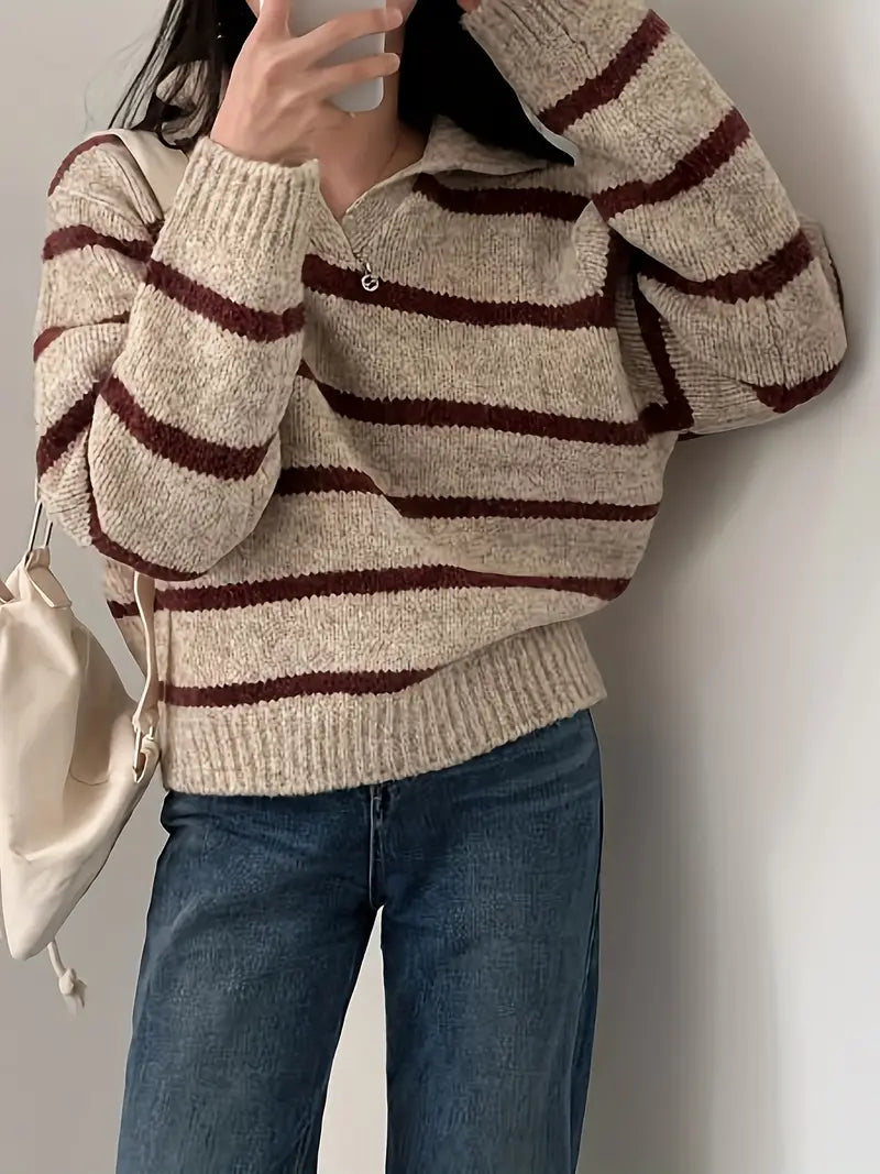 Gillian - Gestrickter Pullover mit V-Ausschnitt