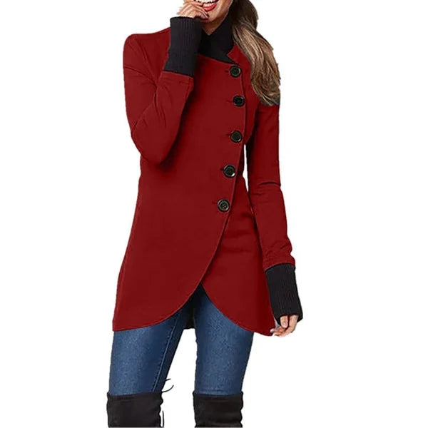 ChicBreeze – Slant-Button Windbreaker für moderne Styles