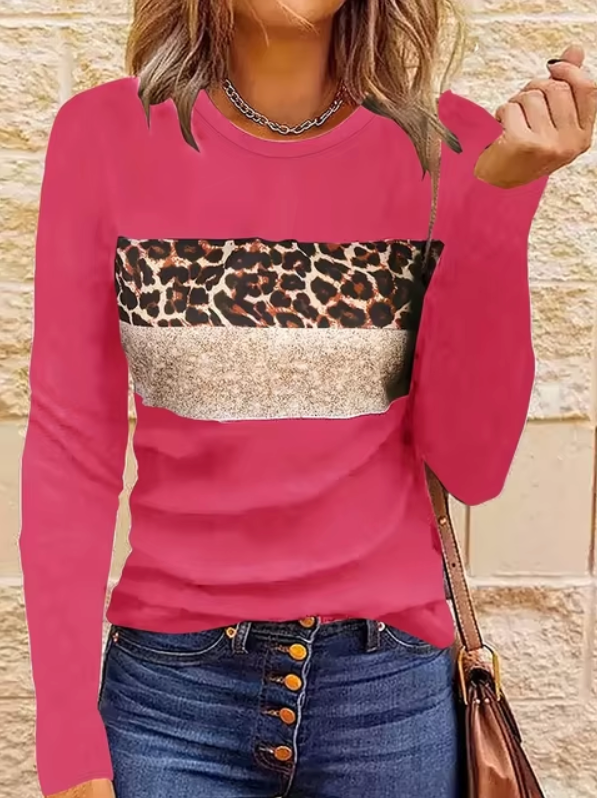 Myline – Langärmliges T-Shirt mit Leopardenmuster