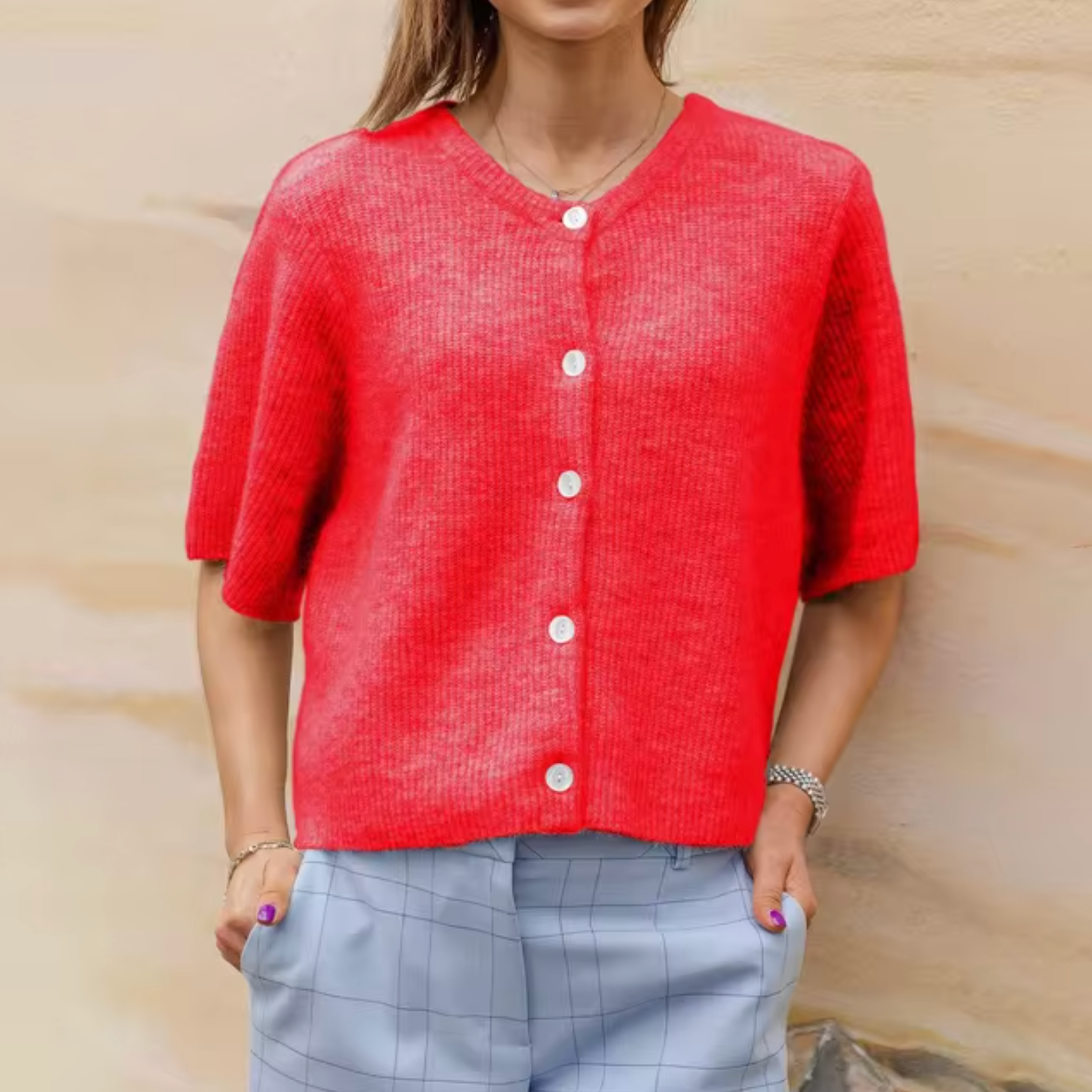 Jackie – Gestrickter, kurzärmliger Cardigan