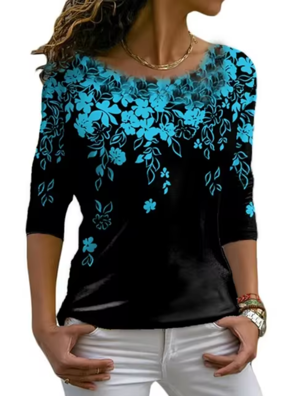 Tisha – Stilvolles Langarm-T-Shirt mit Blumendruck