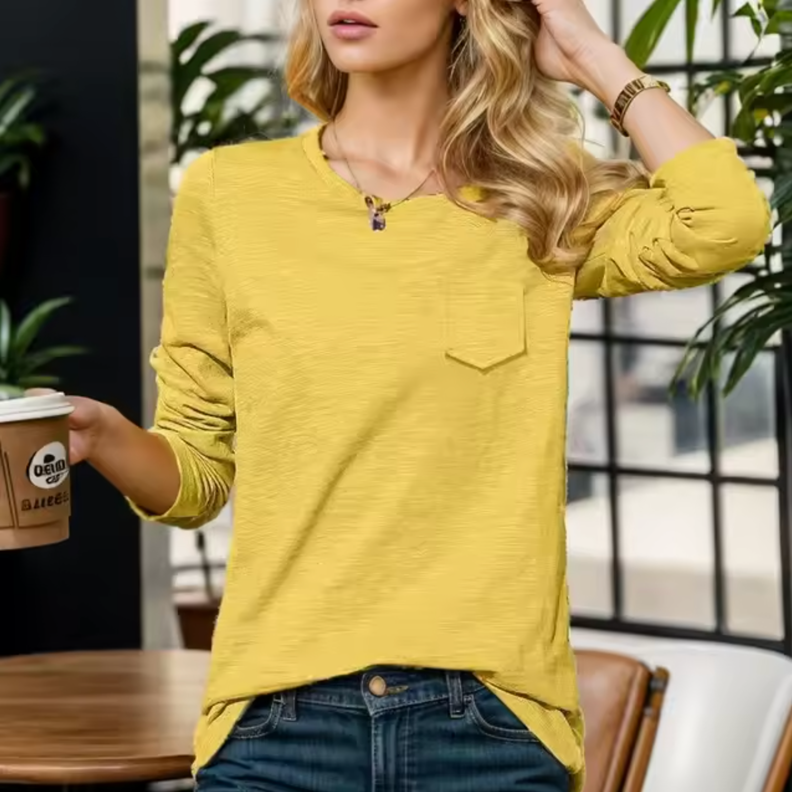 Jacinta – Langarm-T-Shirt aus Baumwolle