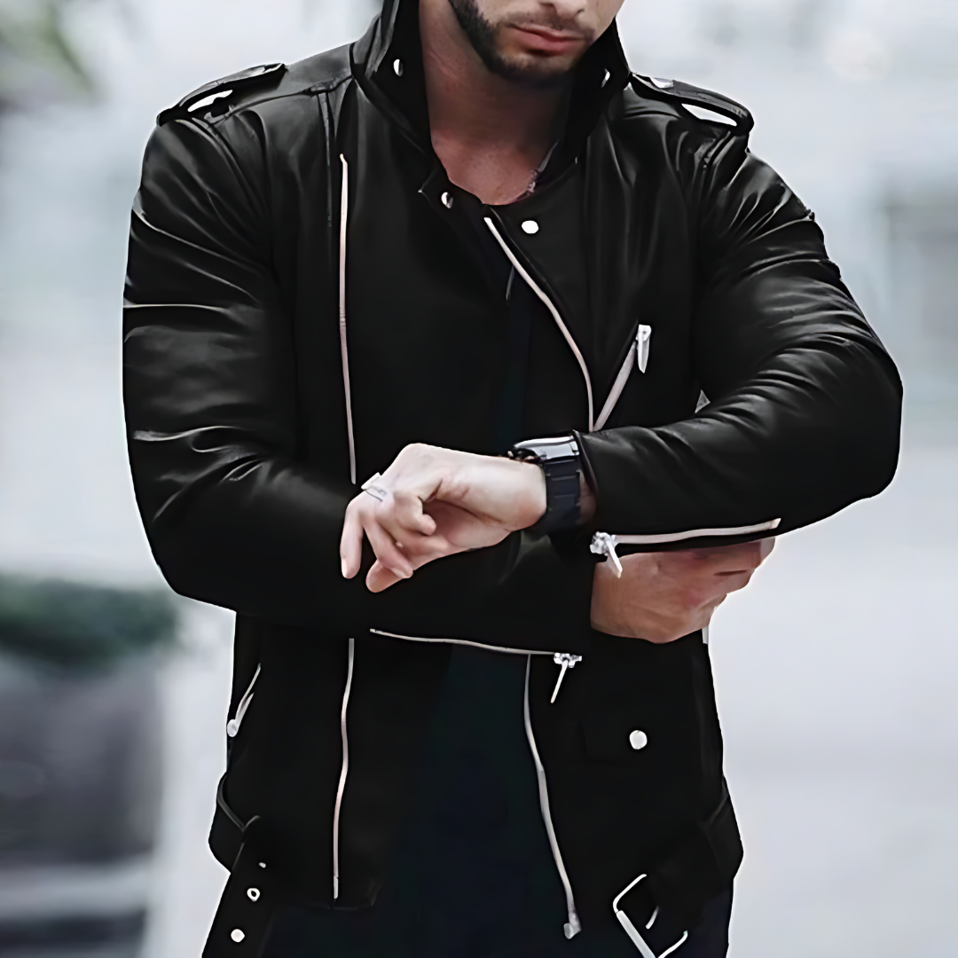 Jelle - Schlanke Lederjacke Mantel