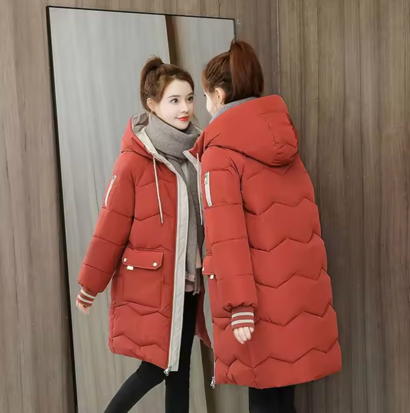 Erin – Langer Parka-Baumwollmantel