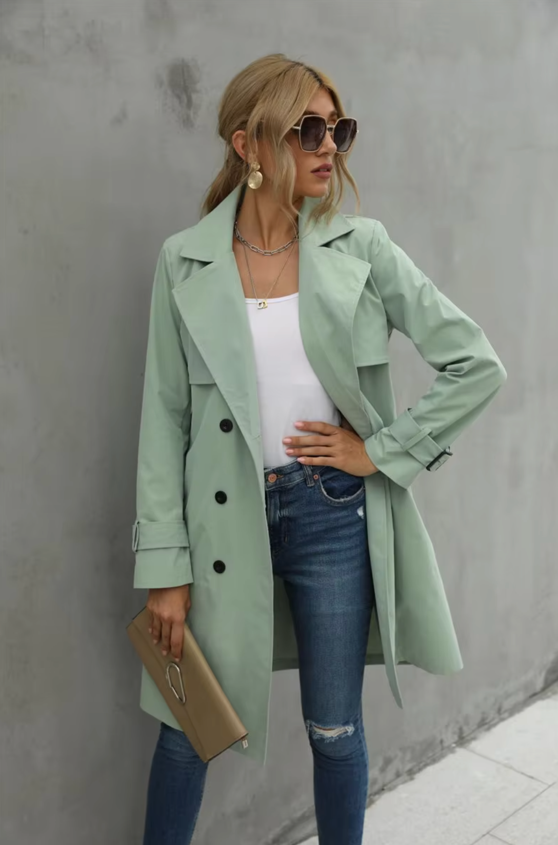 Mathilda – Langärmliger Lässiger Trenchcoat