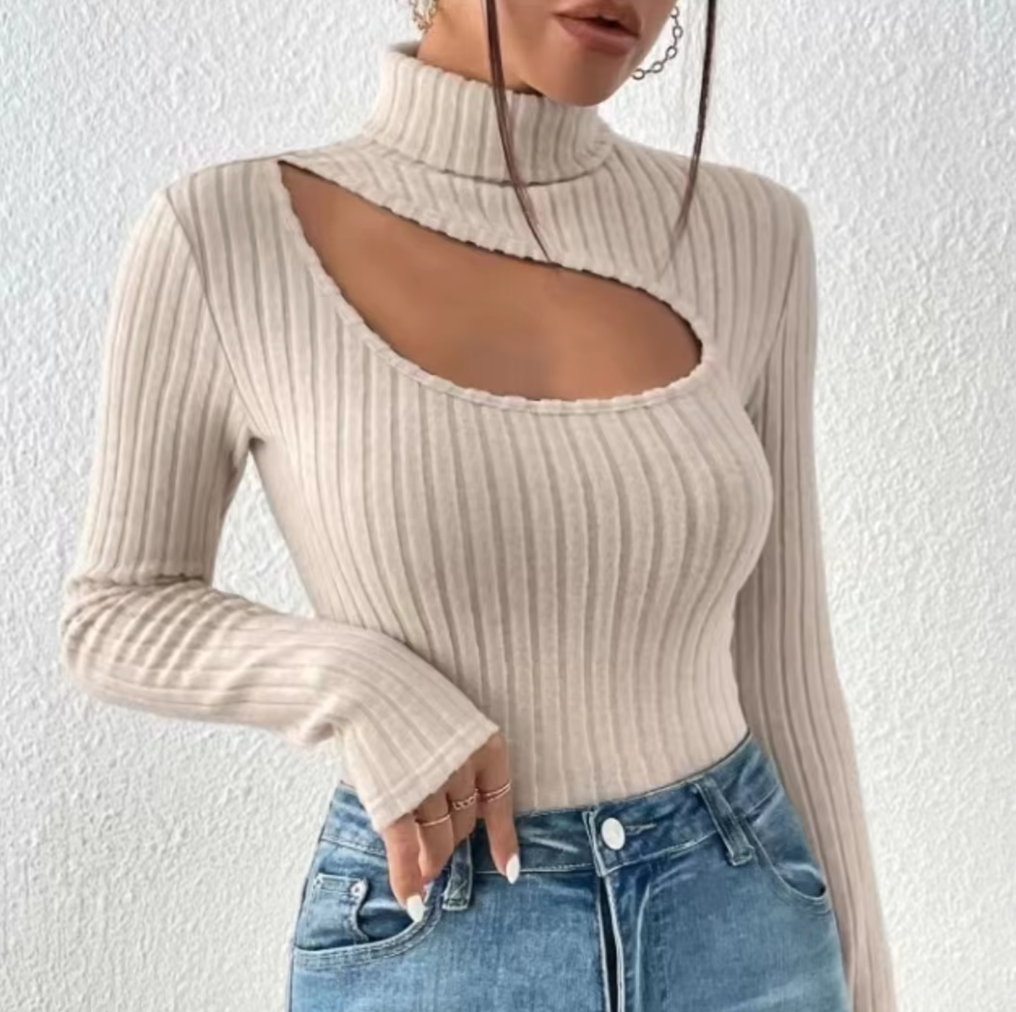 Loren – Gestrickter sexy Rollkragenpullover
