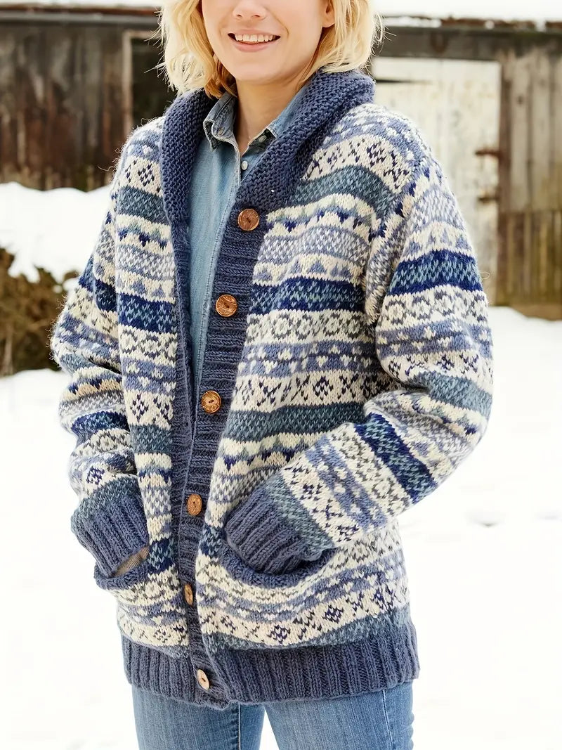 Heidi - Gestrickte Strickjacke mit zwei Taschen