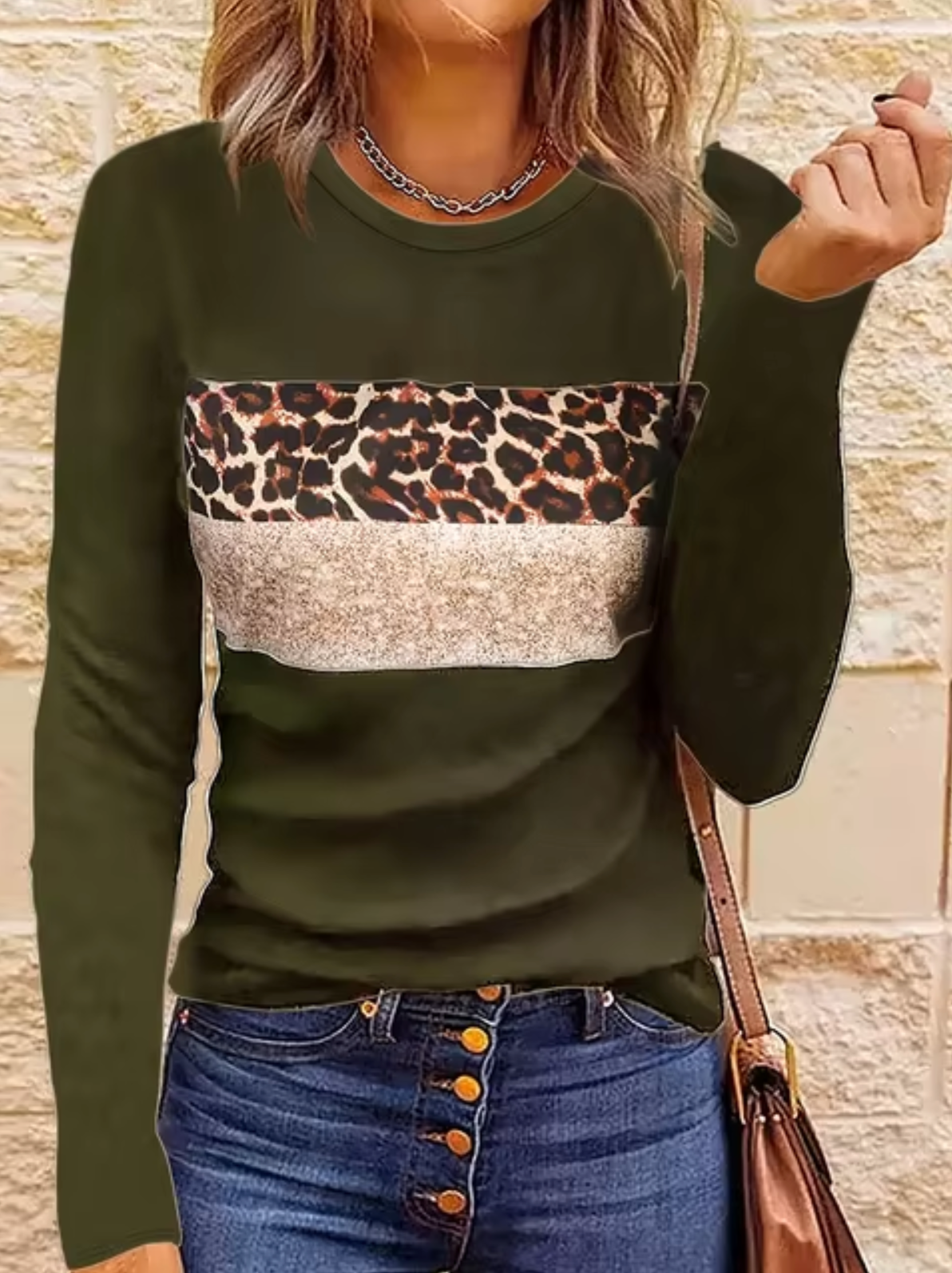 Myline – Langärmliges T-Shirt mit Leopardenmuster