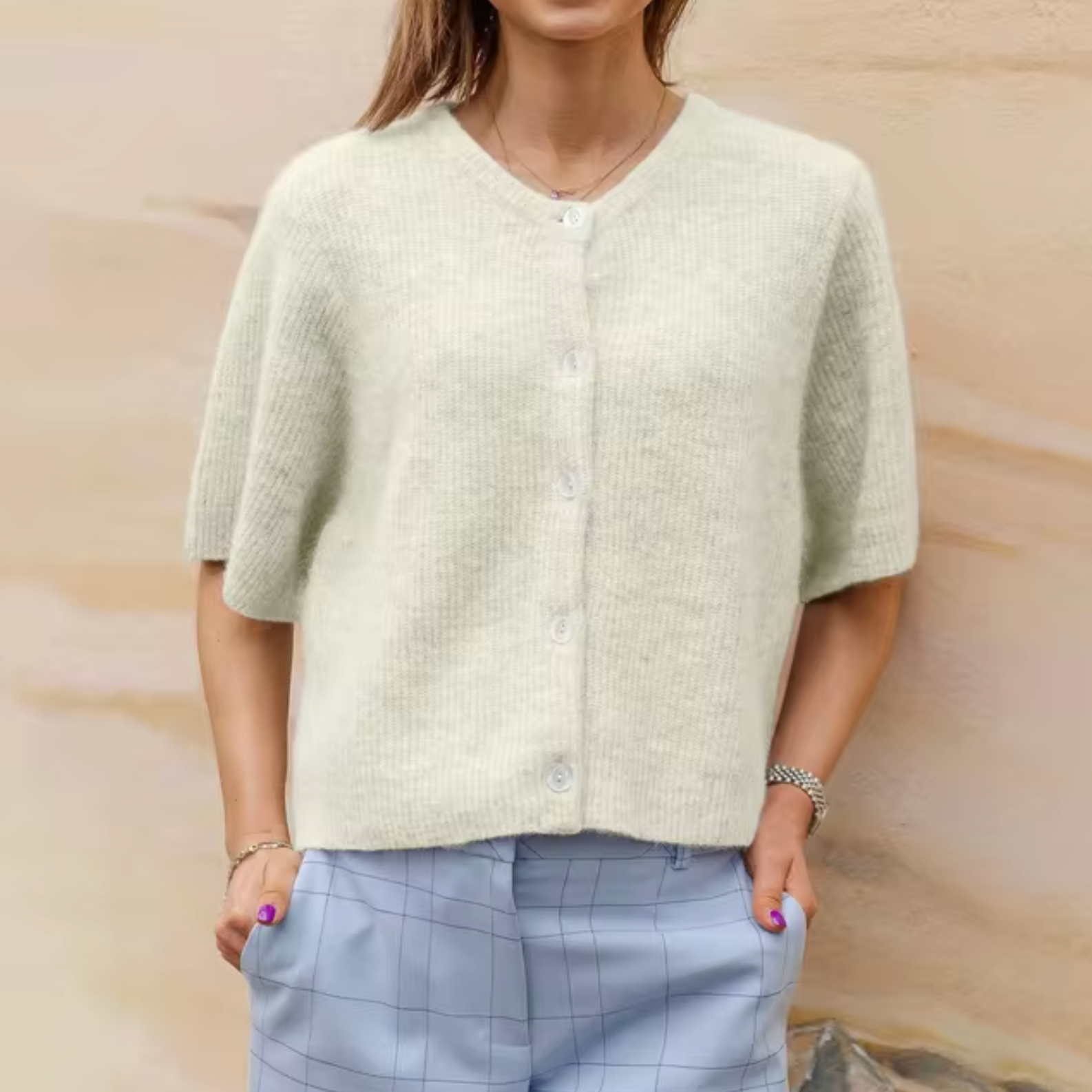 Jackie – Gestrickter, kurzärmliger Cardigan