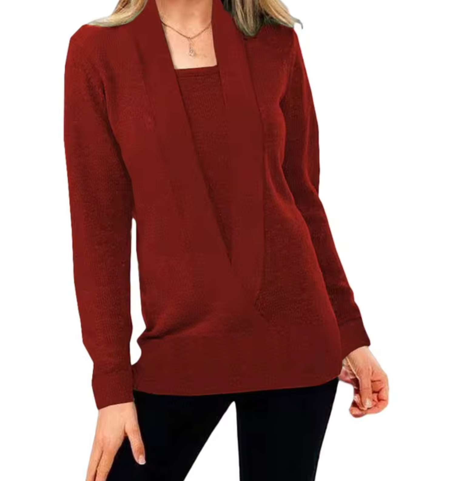Martha – Gestrickter Pullover mit tiefem V-Ausschnitt und langen Ärmeln