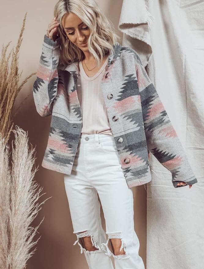Darlene – Gewebte Jacke mit bedrucktem Kragen