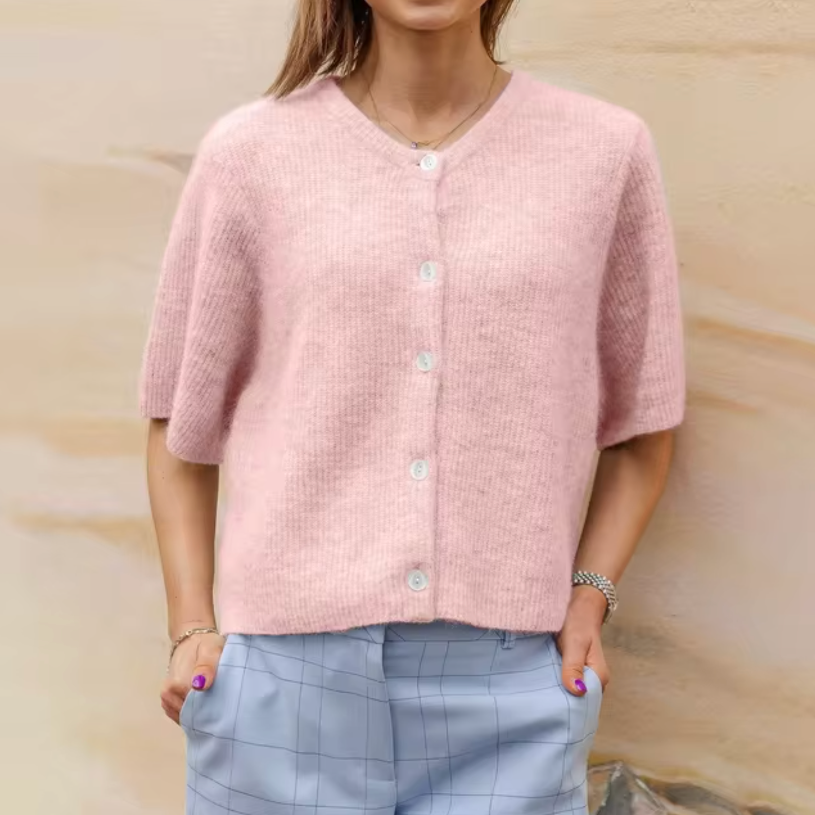 Jackie – Gestrickter, kurzärmliger Cardigan