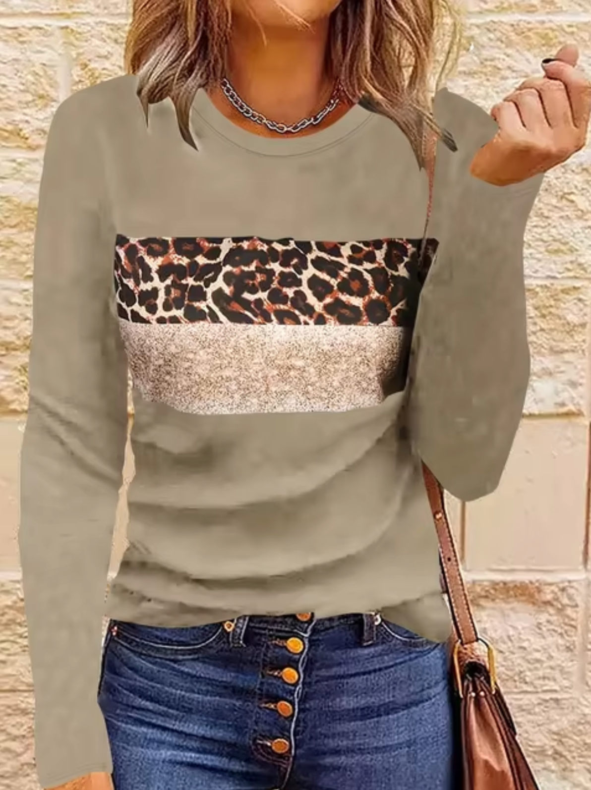 Myline – Langärmliges T-Shirt mit Leopardenmuster